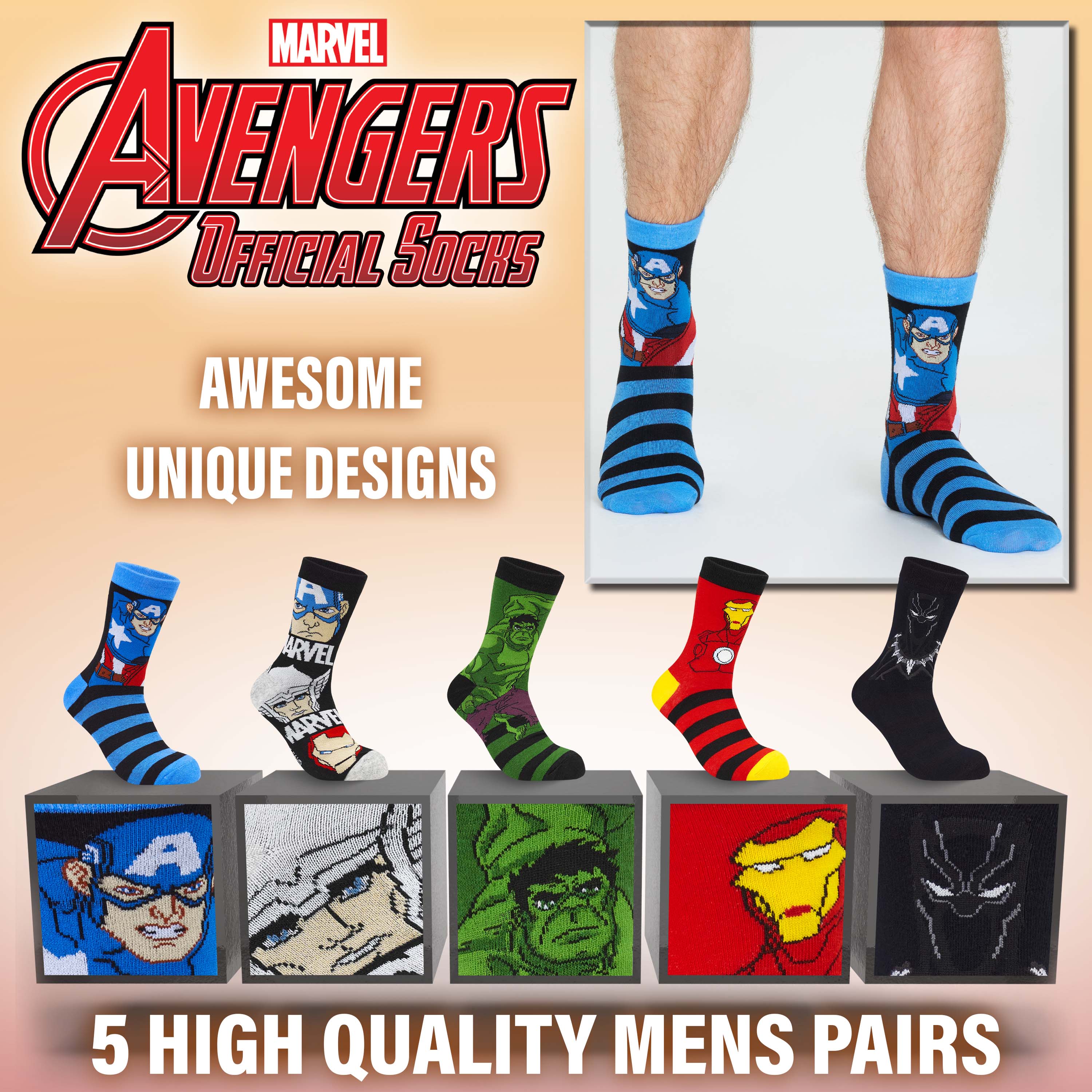 marvel-chaussettes-homme-mi-mollet-lot-5-respirant image 2