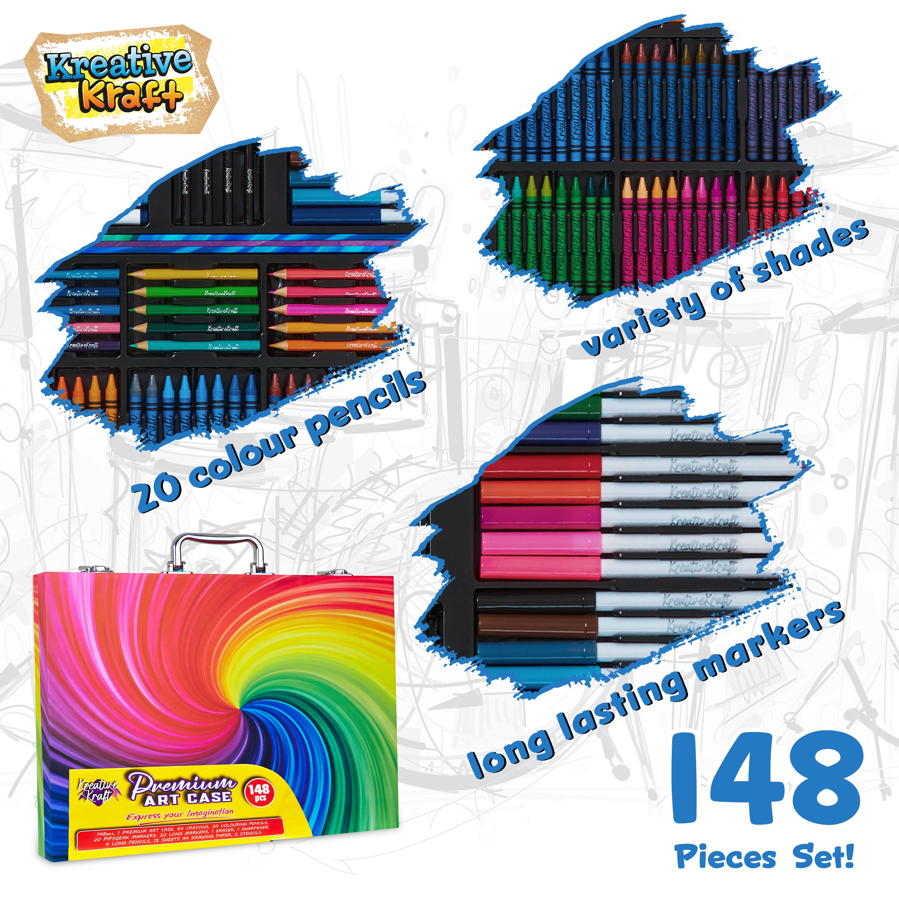 kreativekraft-coffret-dessin-148-pi-ces-mallette-enfant image 4