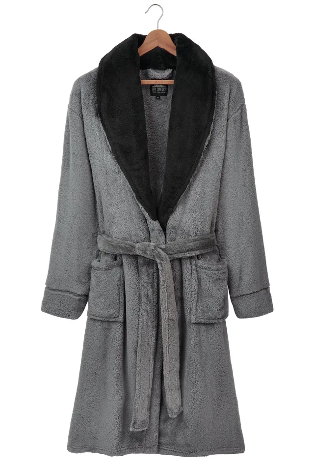 get-trend-men-peignoir-homme-polaire-gris-taille-m-col-ch-le image 1