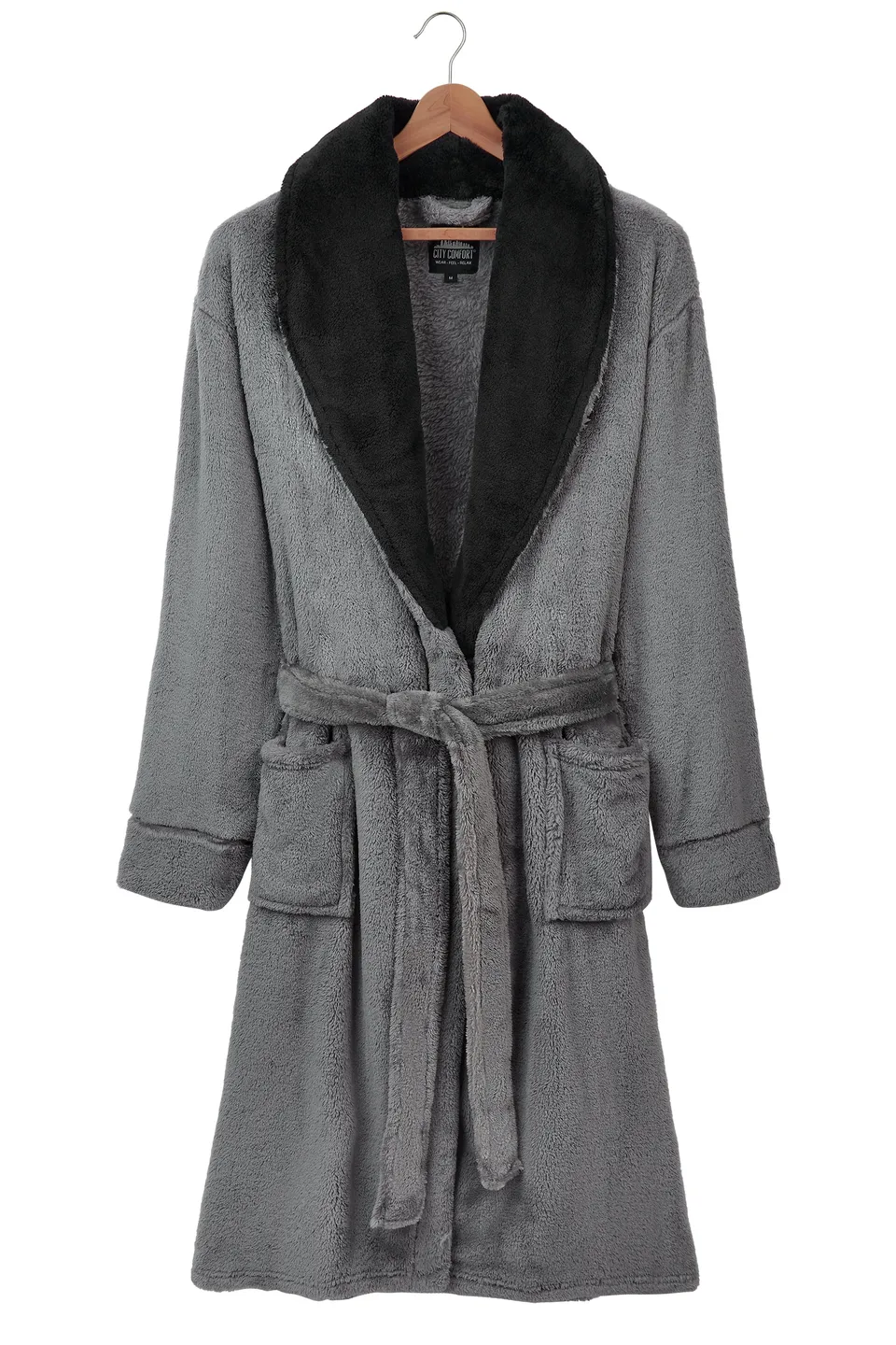 get-trend-men-peignoir-homme-polaire-gris-taille-m-col-ch-le image 1