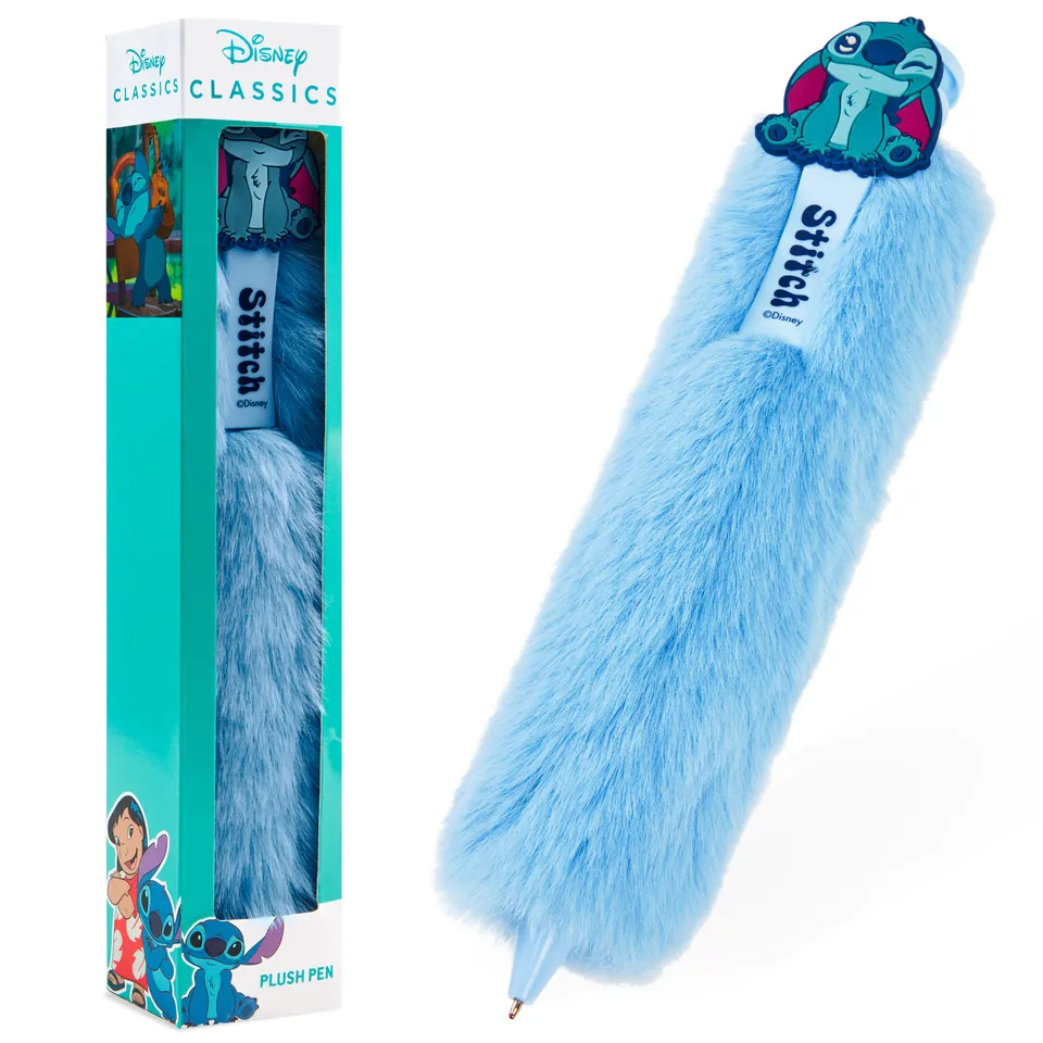 disney-stitch-stylo-bille-r-tractable-fluffy-bleu-encre-noire image 1