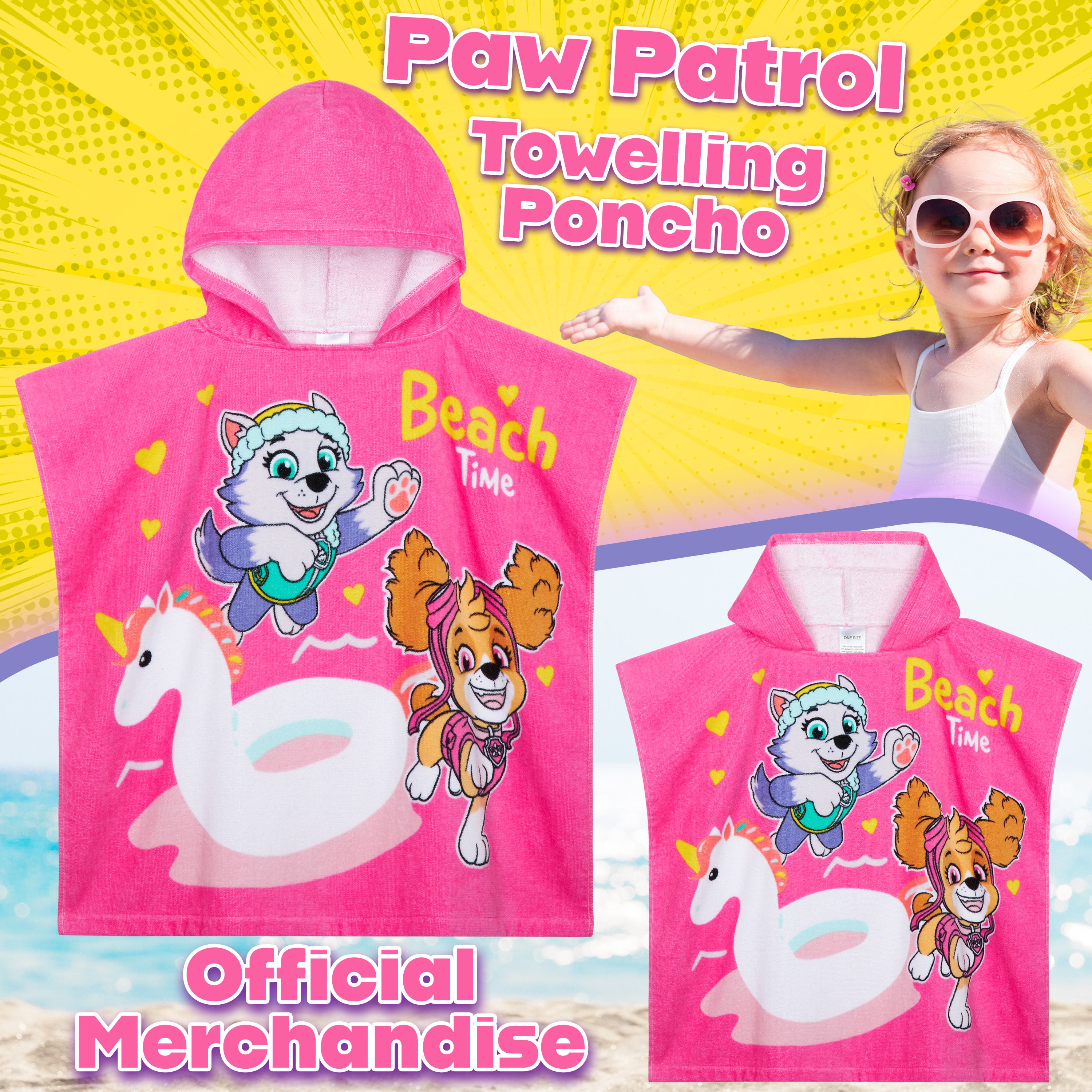 paw-patrol-poncho-de-bain-fille-skye-everest-coton-capuche image 2