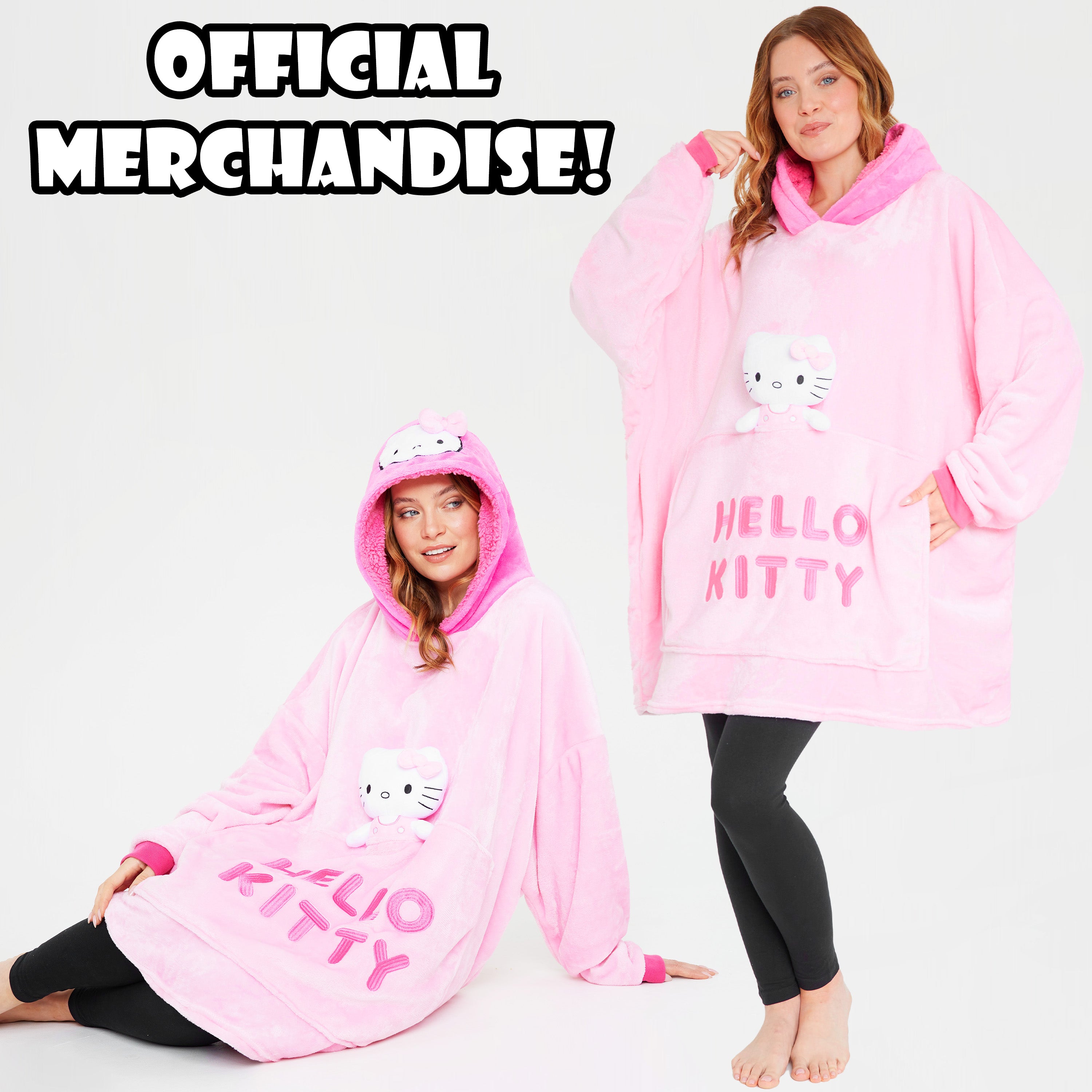 get-trend-hello-kitty-plaid-sweat-capuche-polaire-rose-peluche image 2