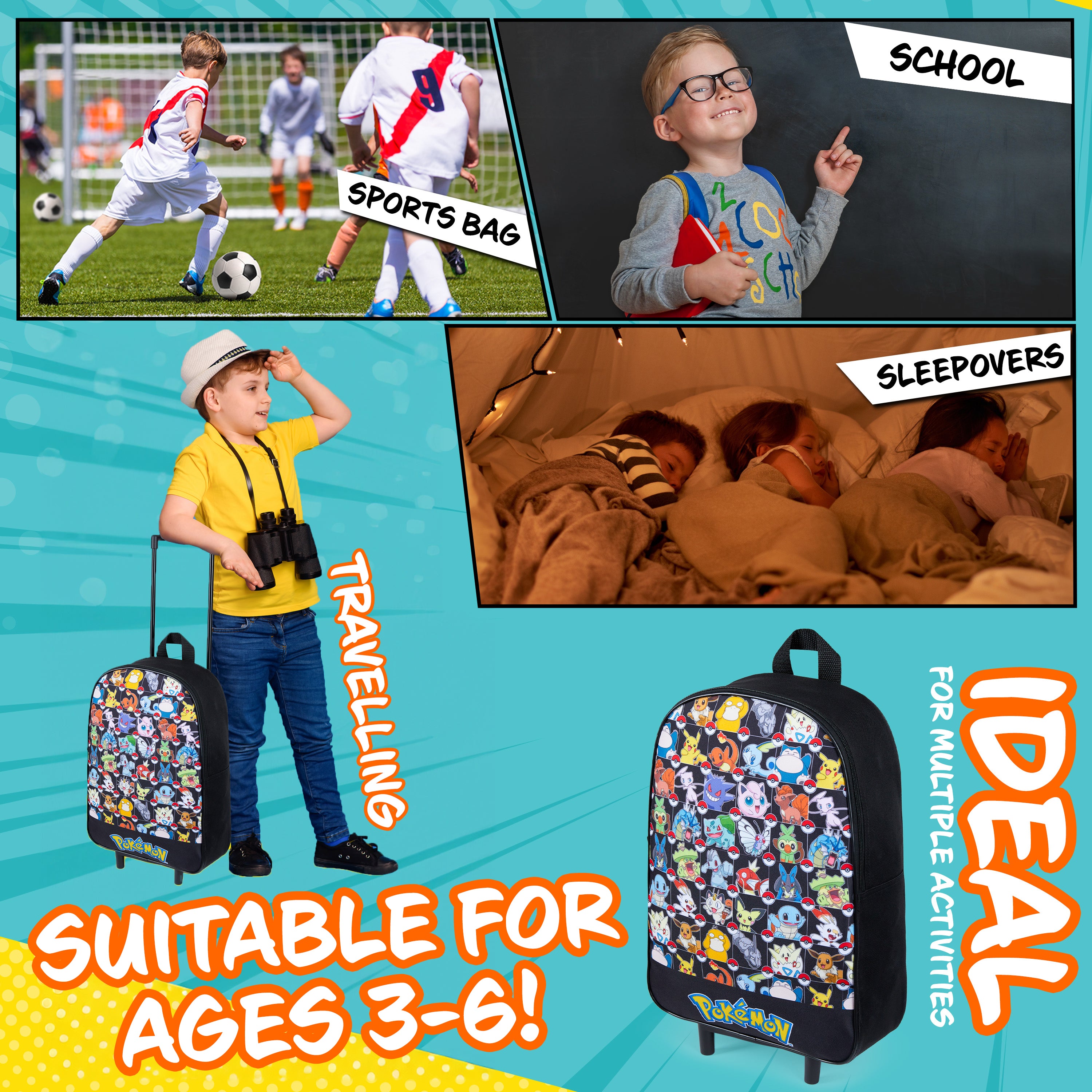 pok-mon-boys-valise-trolley-enfant-noire-39-cm-10-5-l image 3