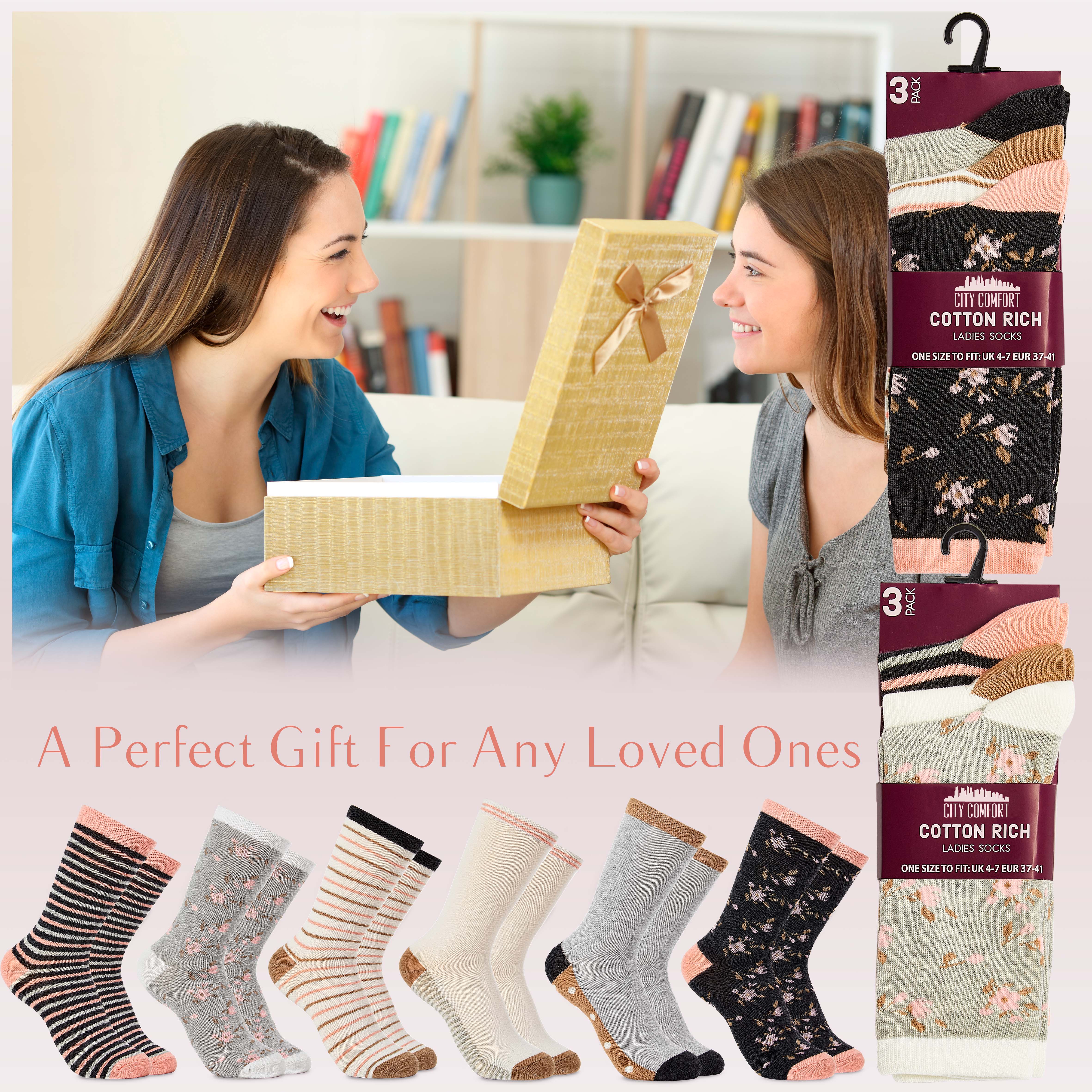 citycomfort-chaussettes-femme-coton-lot-de-6-ray-es image 3