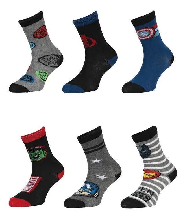 marvel-avengers-lot-6-paires-chaussettes-gar-on-coton image 1