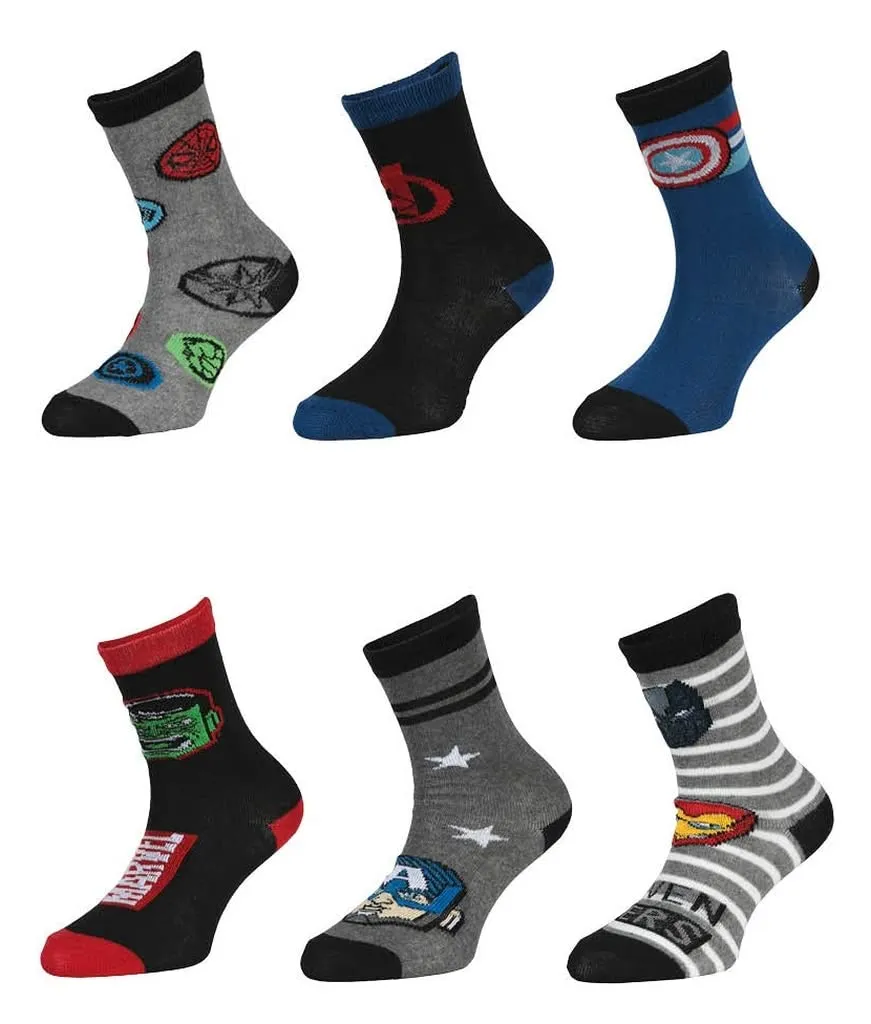 marvel-avengers-lot-6-paires-chaussettes-gar-on-coton image 1