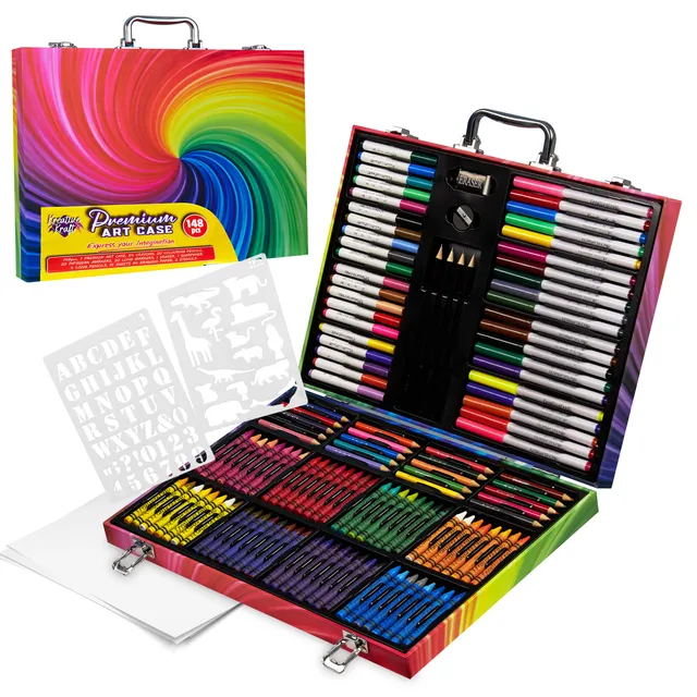 kreativekraft-coffret-dessin-148-pi-ces-mallette-enfant image 1