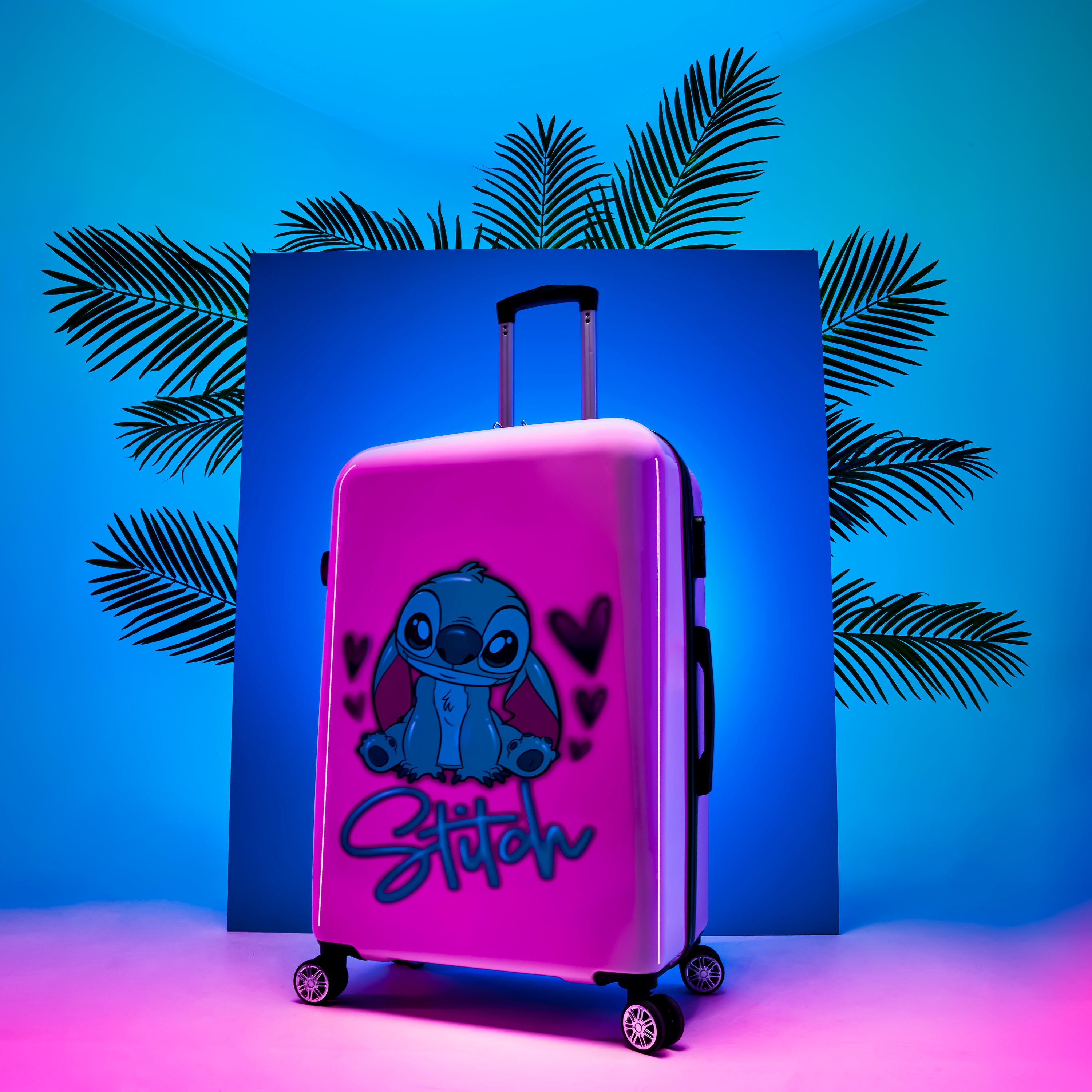 disney-stitch-valise-cabine-rigide-rose-roulettes image 2
