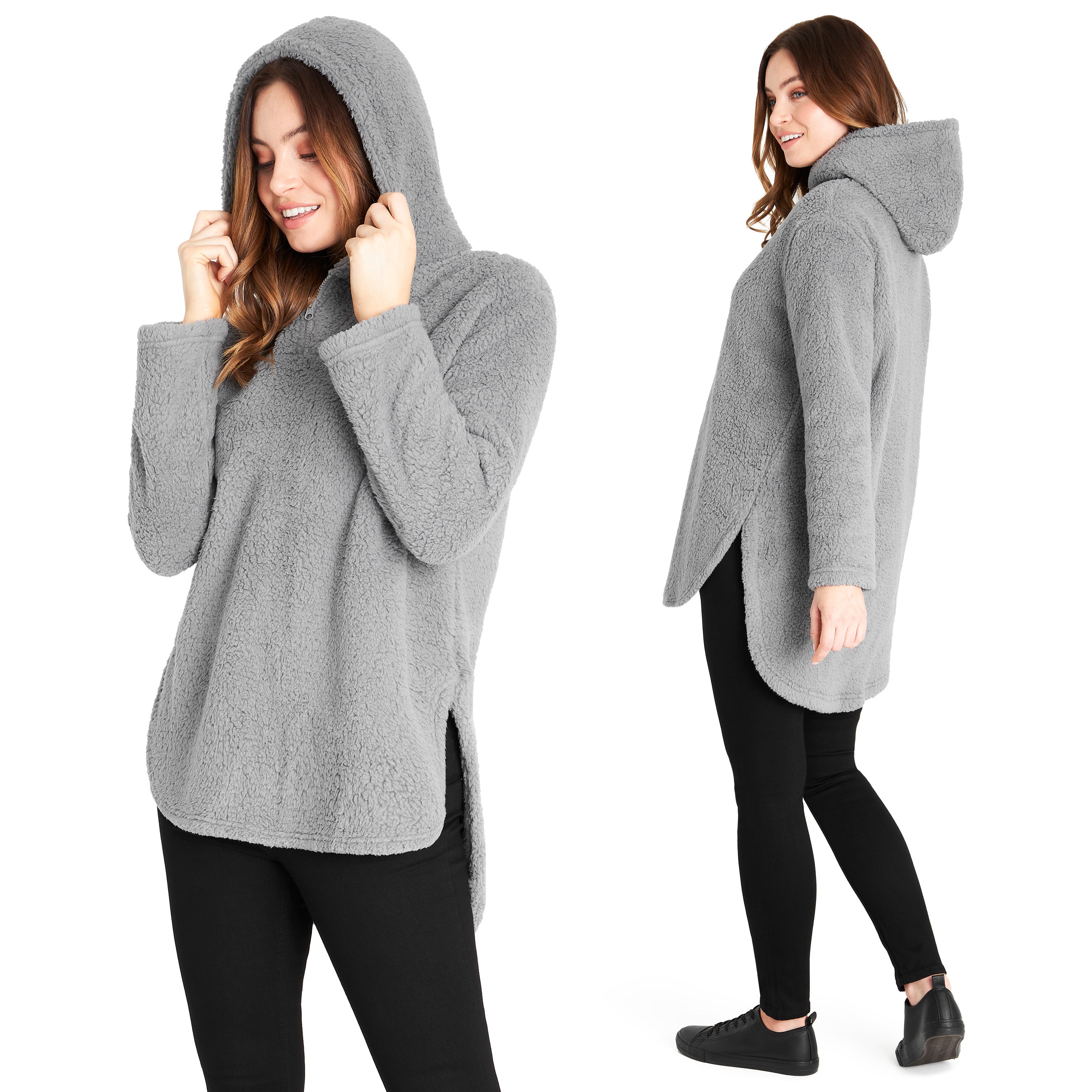 citycomfort-sweat-capuche-femme-polaire-teddy-rose-gris-bleu image 8