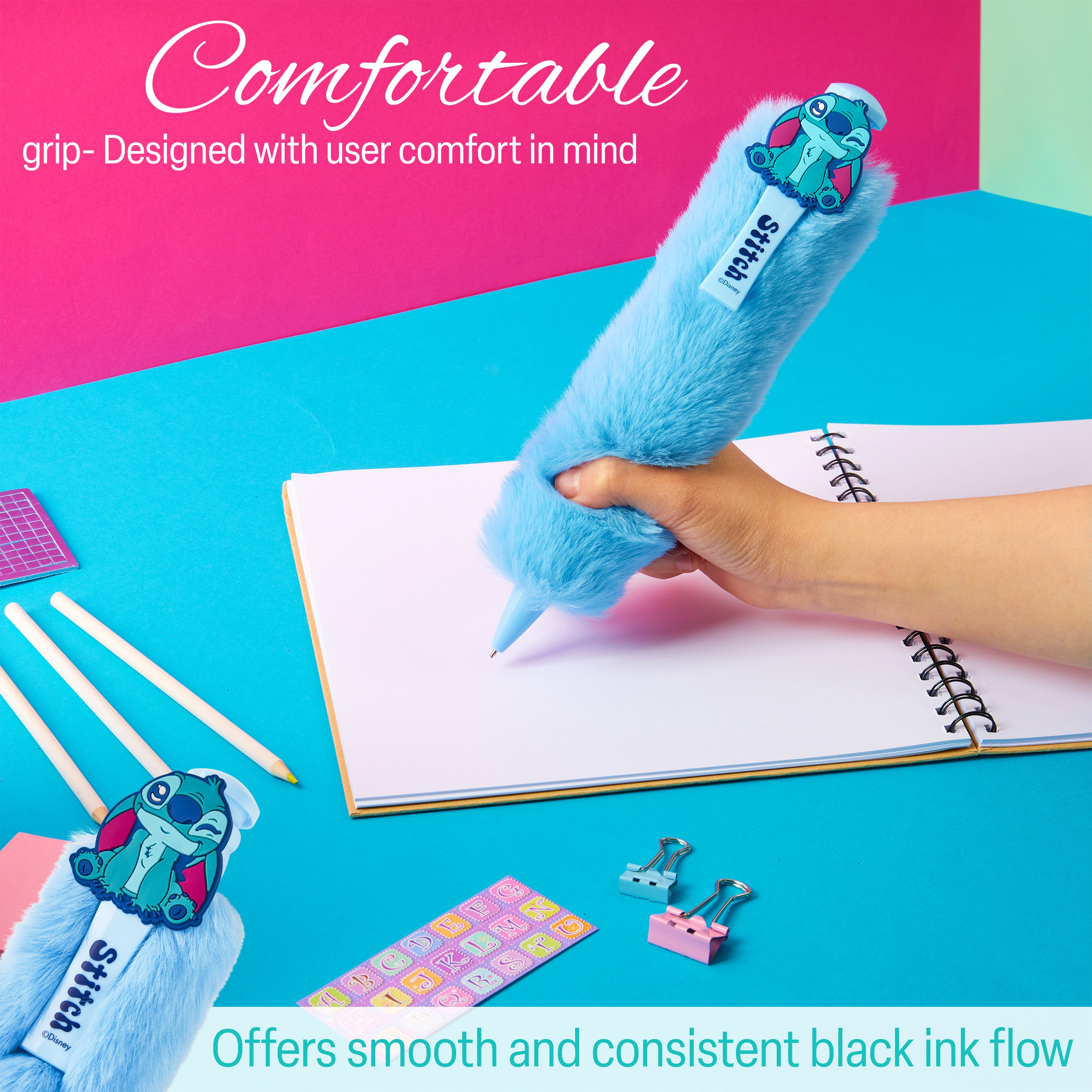 disney-stitch-stylo-bille-r-tractable-fluffy-bleu-encre-noire image 6