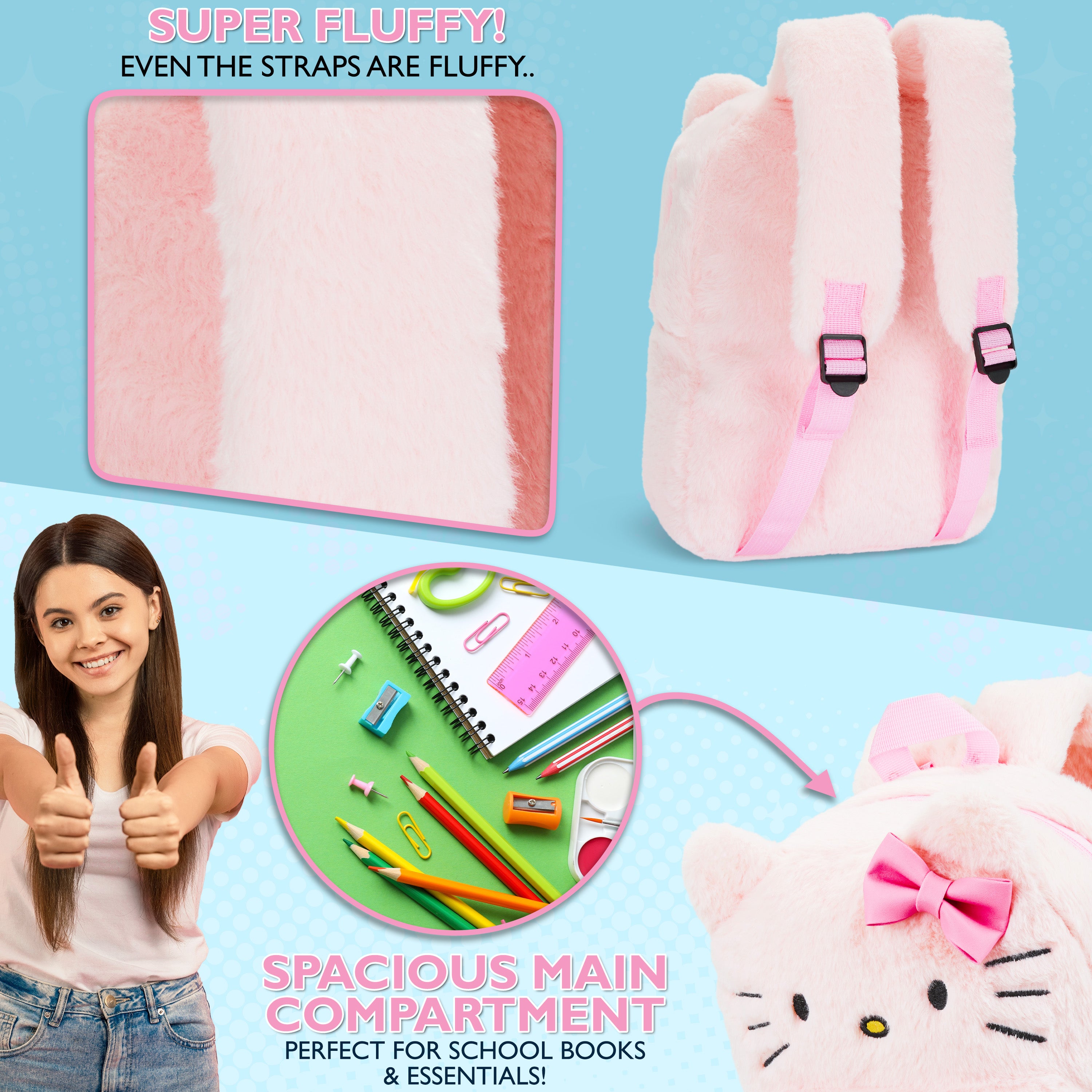 hello-kitty-sac-dos-peluche-fluffy-kawaii-rose-fille image 5