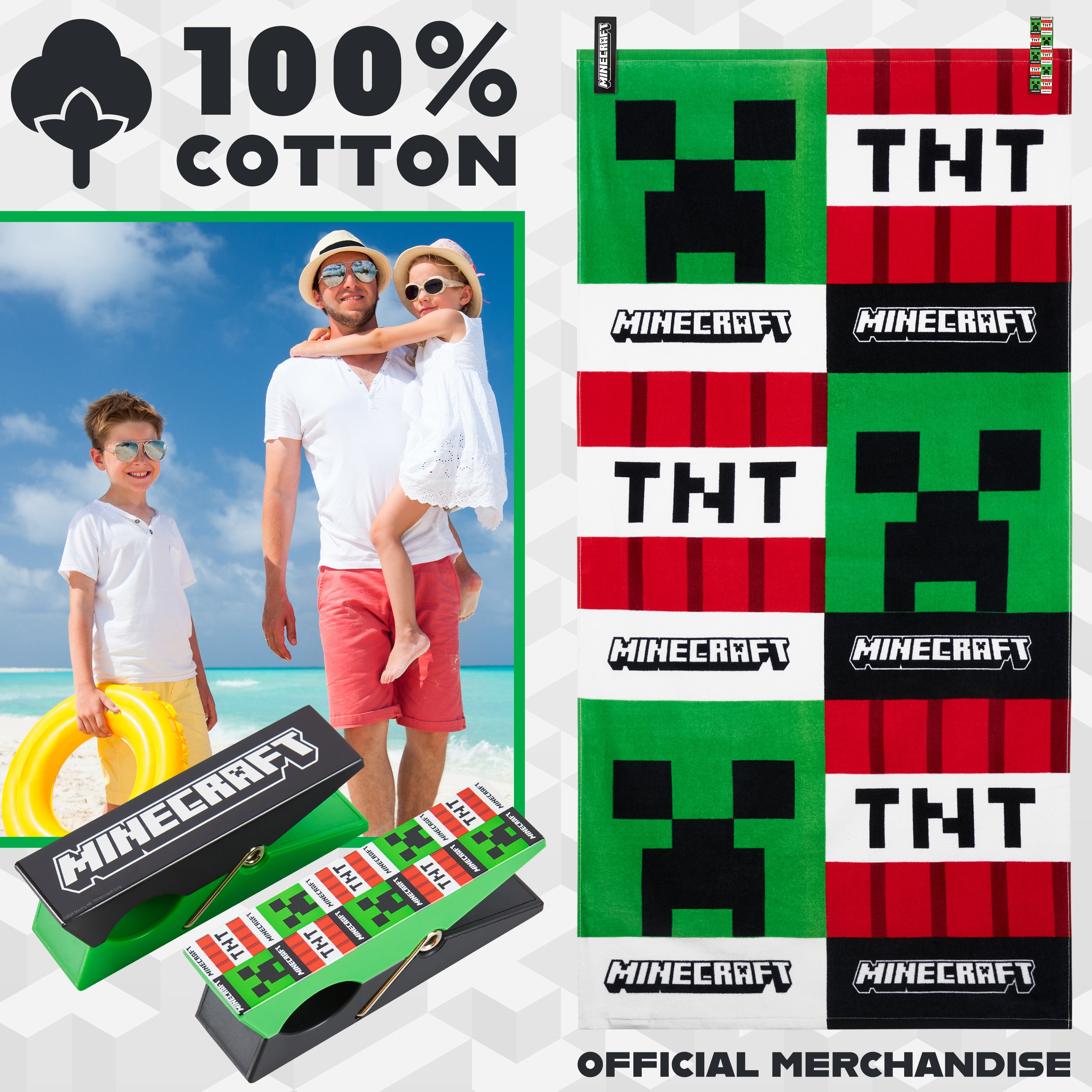 minecraft-creeper-serviette-de-plage-140x70cm-coton image 3