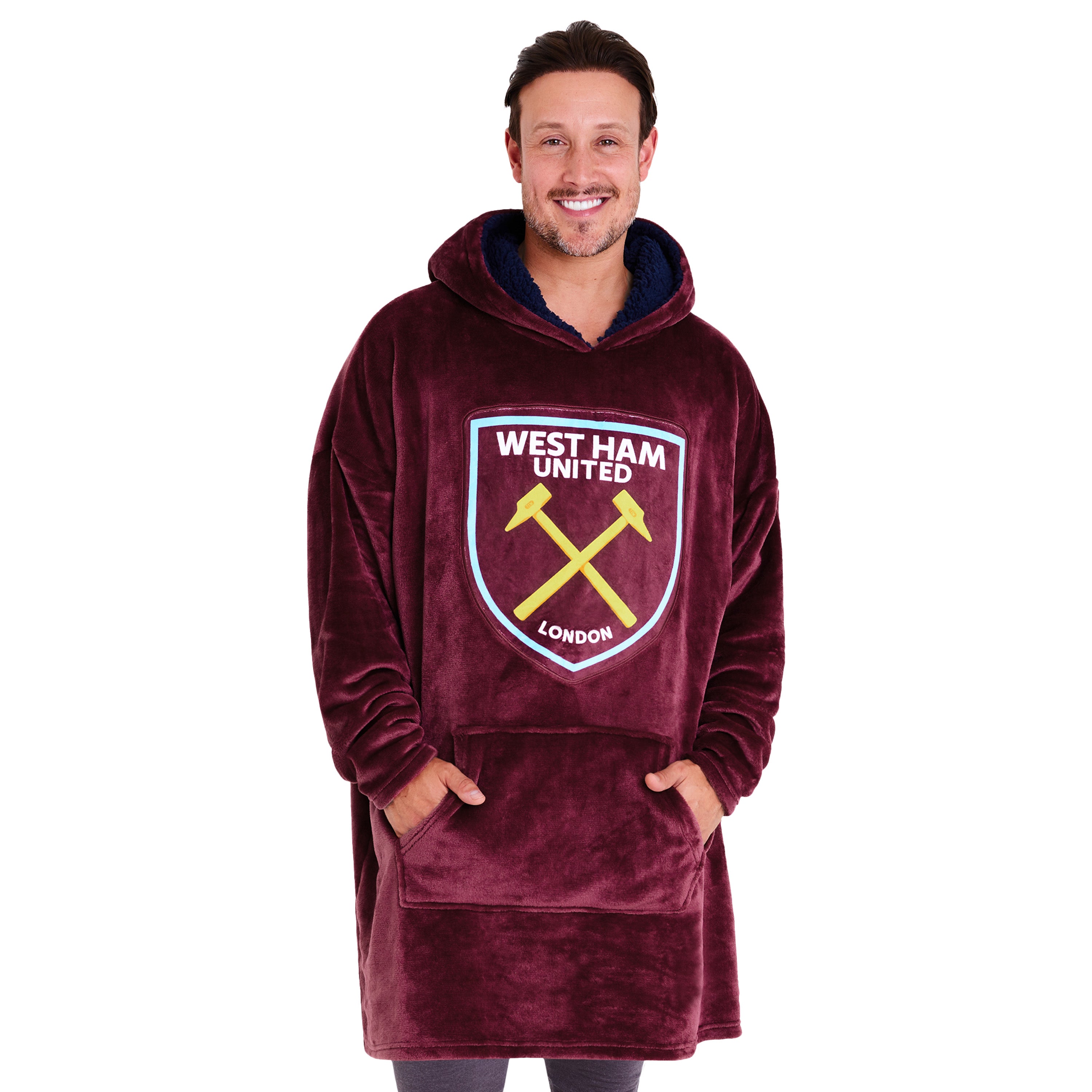 west-ham-plaid-sweat-capuche-polaire-oversize-homme image 1