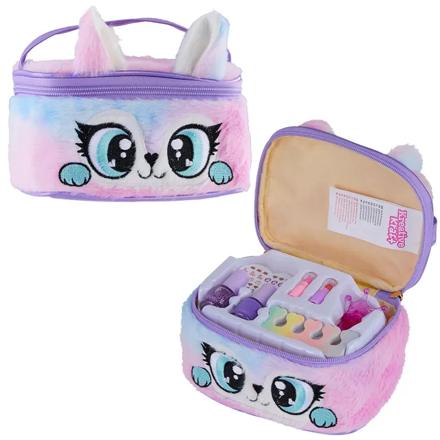 coffret-maquillage-fille-vernis-gloss-trousse-peluche-violet image 1