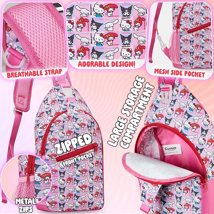 hello-kitty-sac-bandouli-re-fille-ado-5-poches-taille-unique image 4