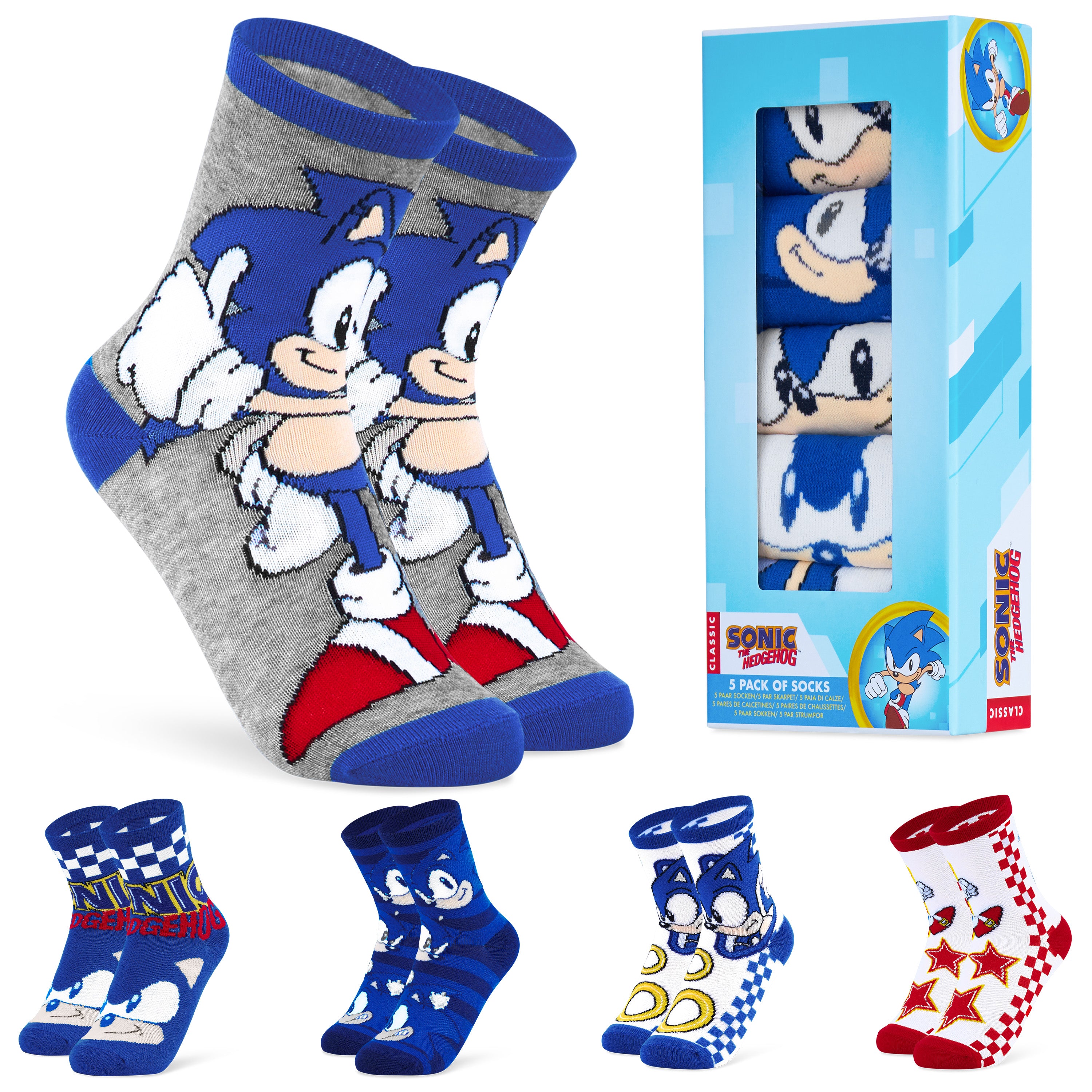 sonic-chaussettes-gar-on-mi-mollet-coton-lot-5-paires-5-3-5 image 1