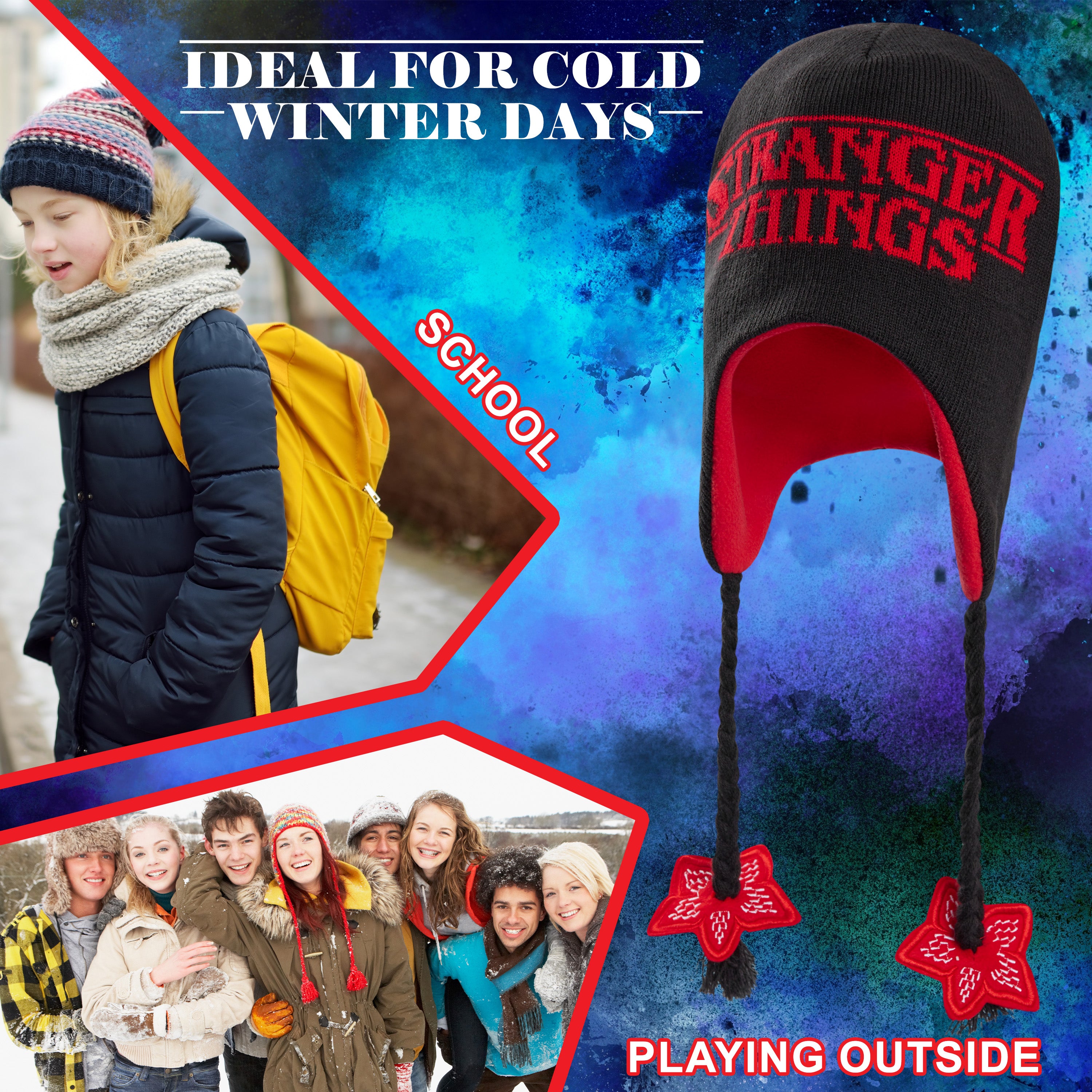 stranger-things-bonnet-enfant-rabats-oreilles-noir image 5