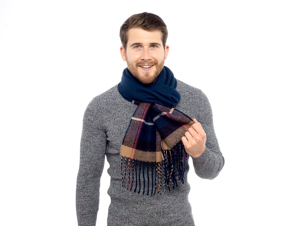 citycomfort-charpe-homme-r-versible-tartan-beige-marine image 4