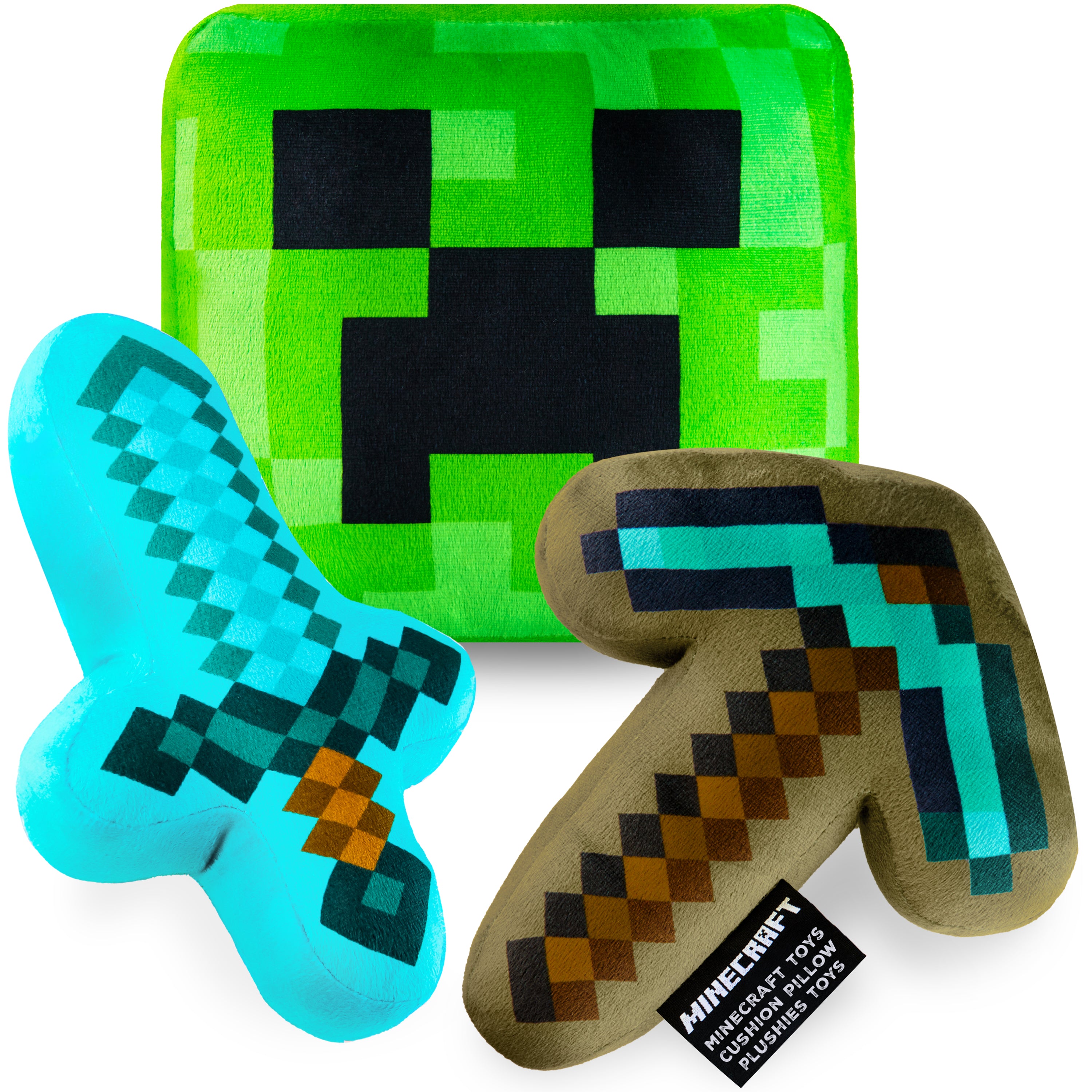 minecraft-lot-3-peluches-creeper-coussin-peluche-enfant image 1