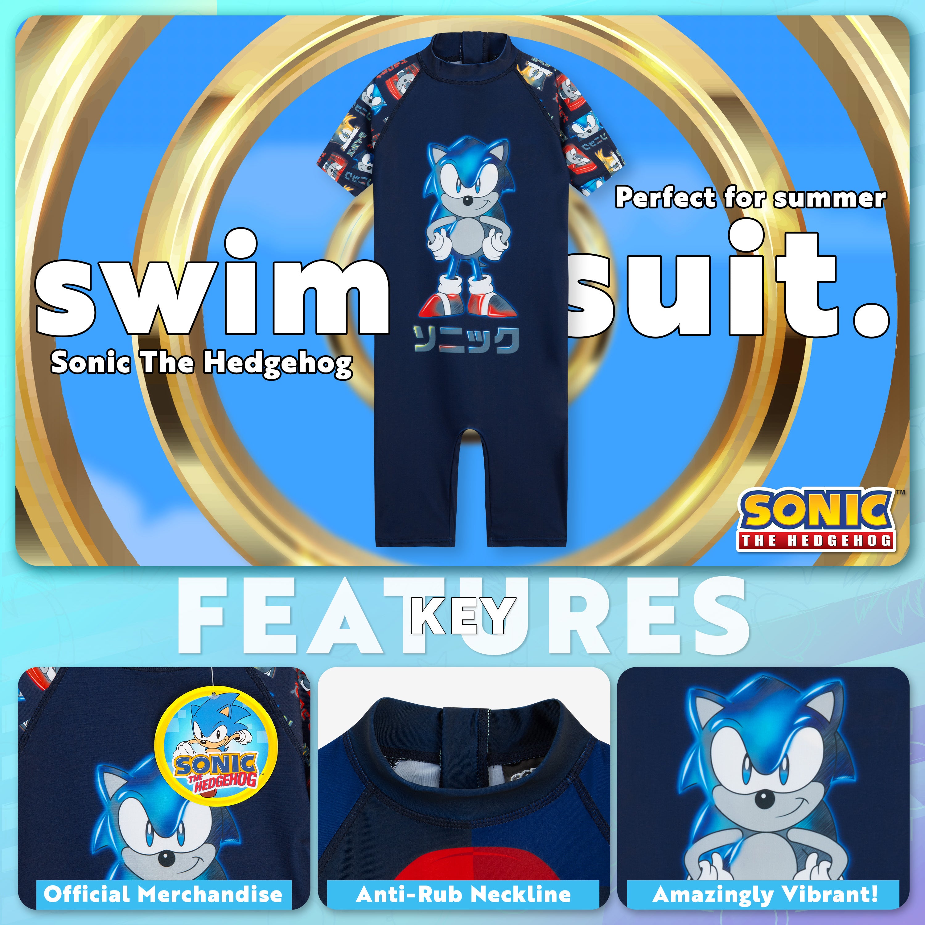 sonic-maillot-de-bain-gar-on-une-pi-ce-7-8-ans-zip image 3
