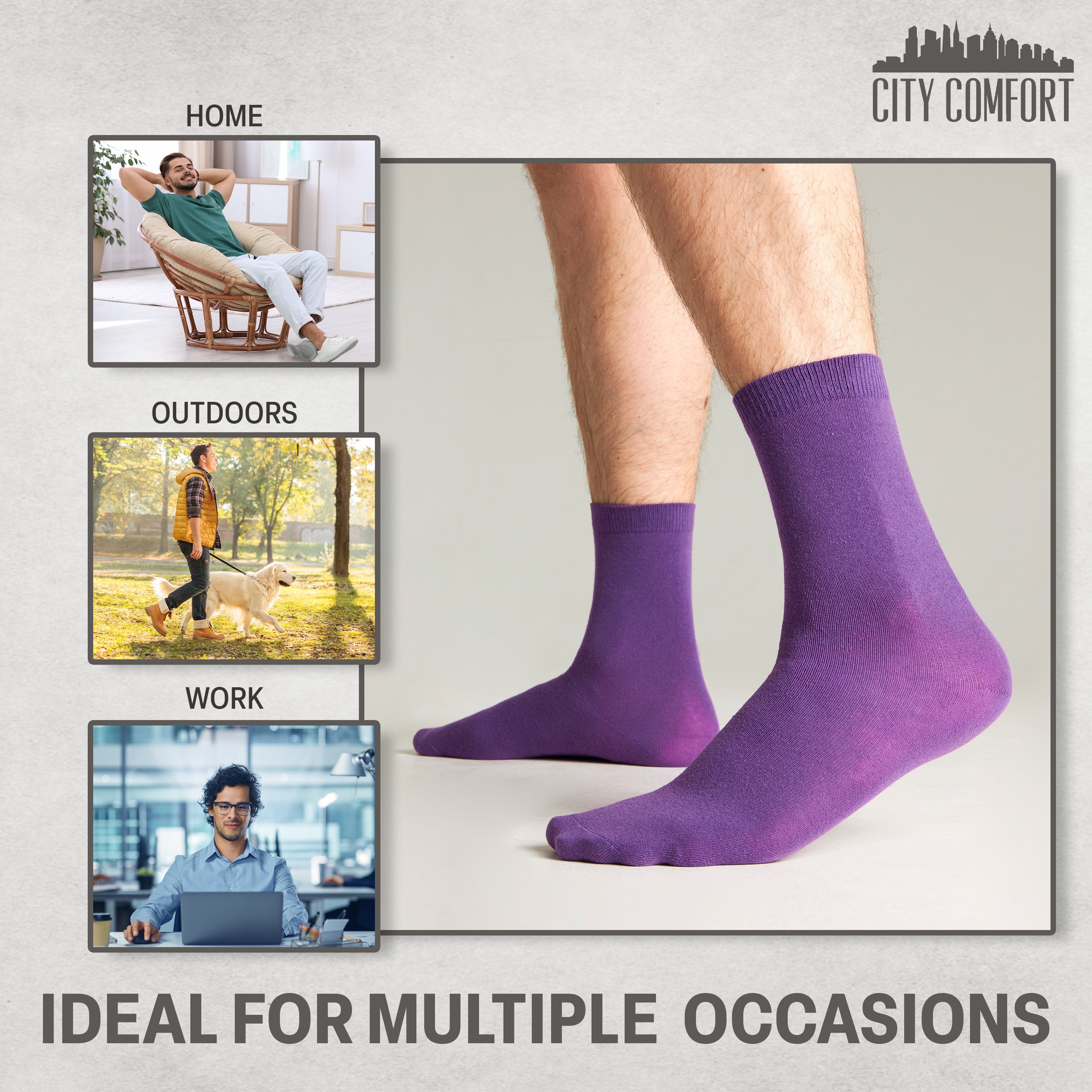 citycomfort-chaussettes-homme-coton-lot-de-6-respirantes image 3