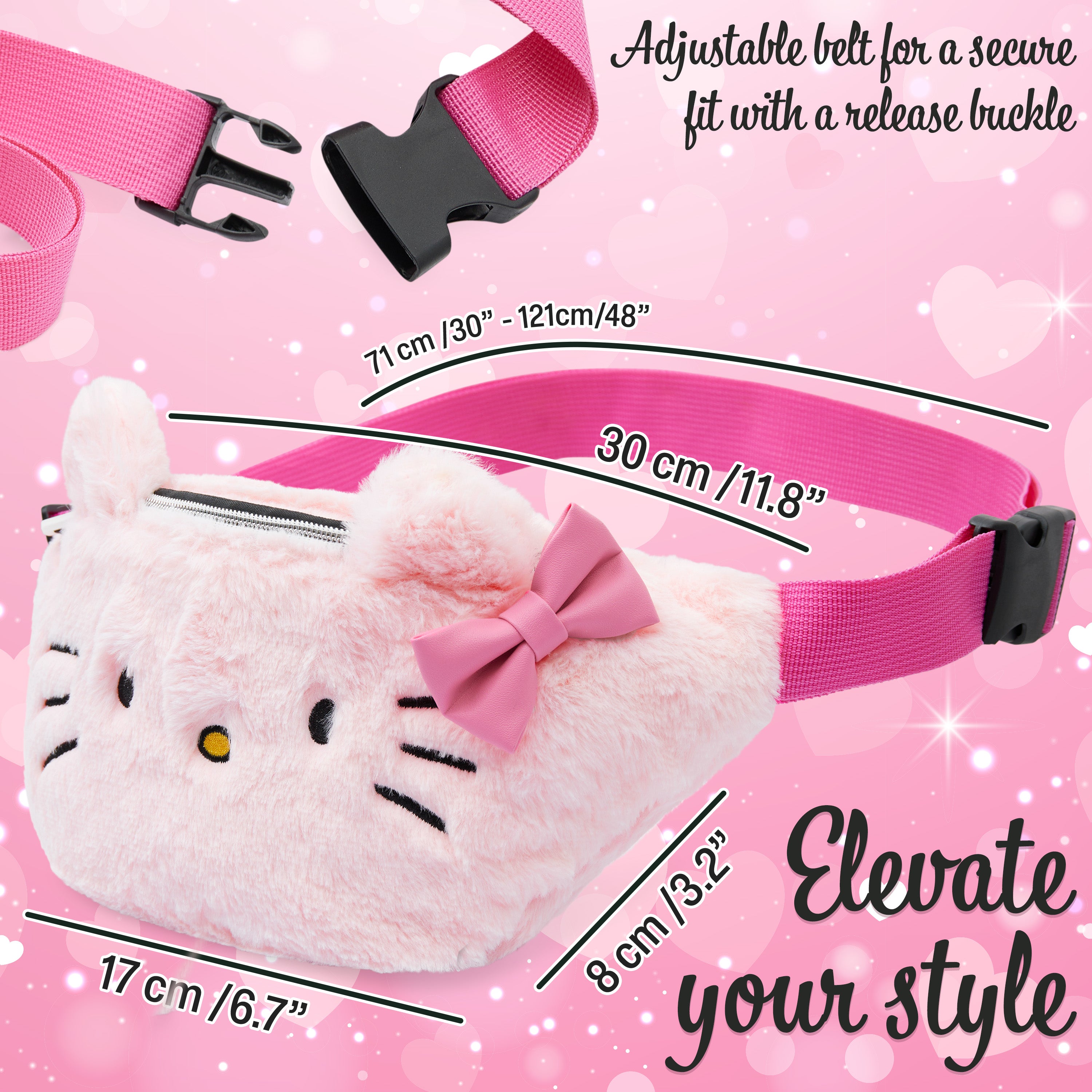 hello-kitty-sac-banane-fille-fluffy-rose-sangle-r-glable image 6