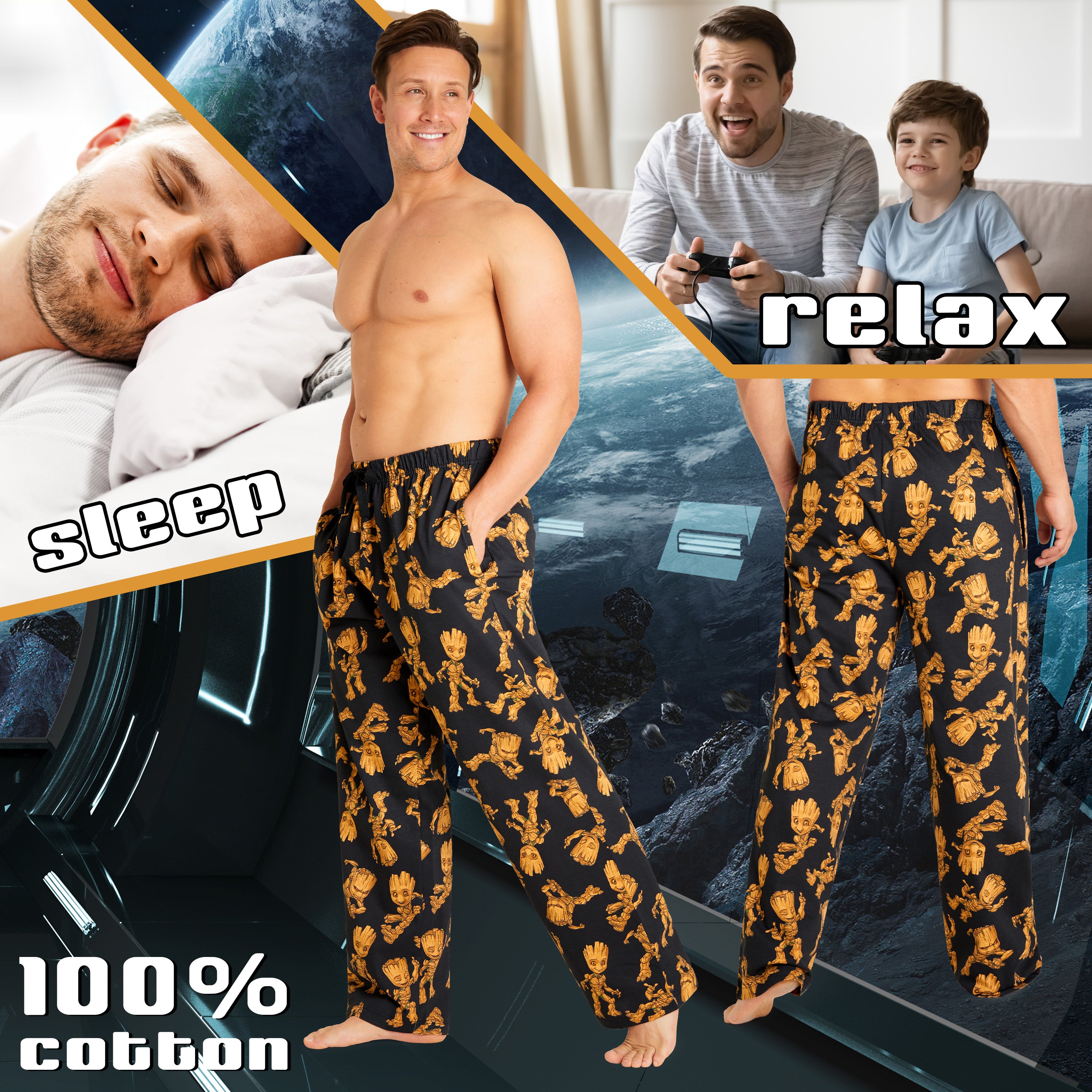 marvel-avengers-bas-de-pyjama-homme-groot-imprim image 5