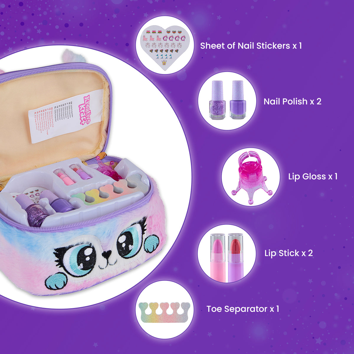 coffret-maquillage-fille-vernis-gloss-trousse-peluche-violet image 4
