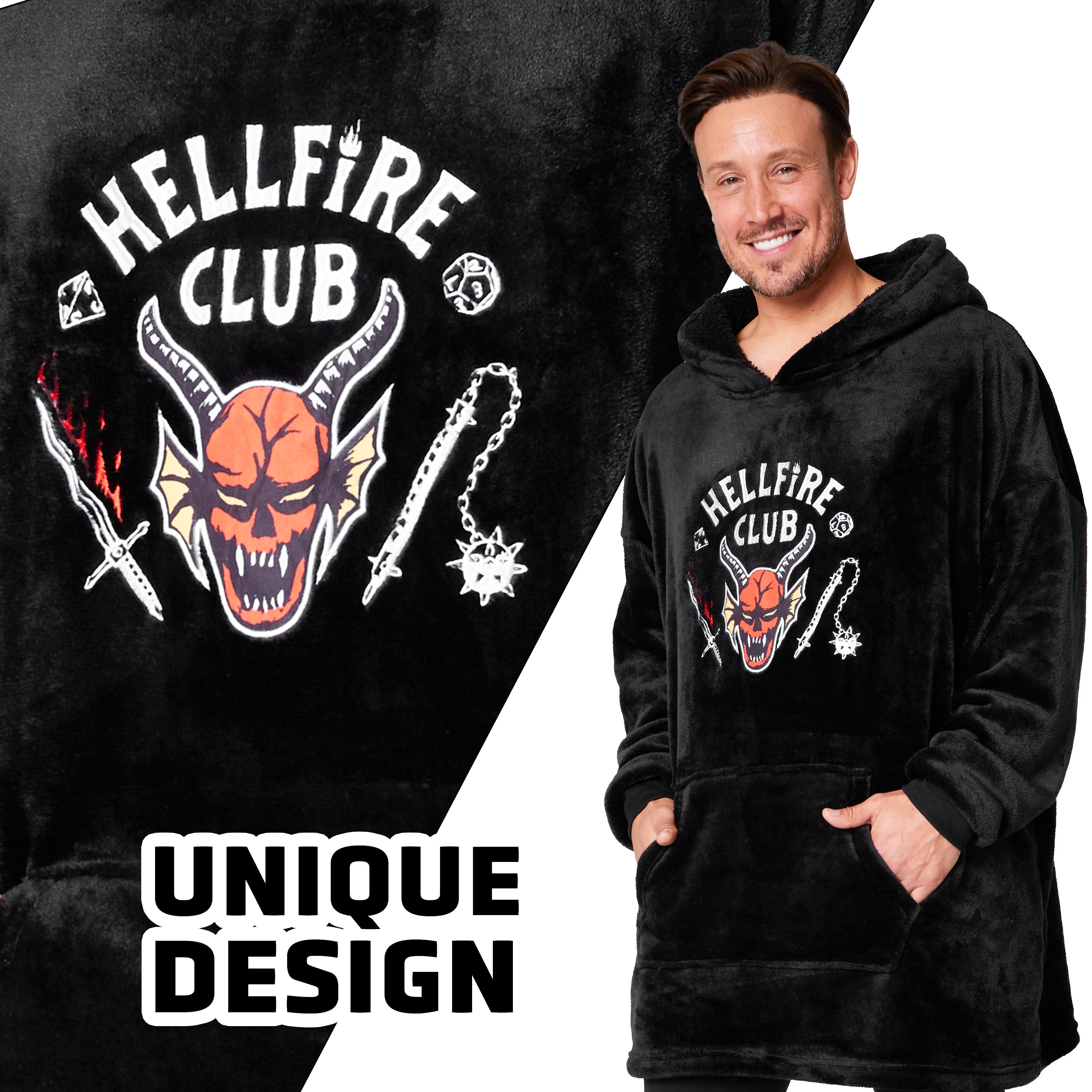 stranger-things-hoodie-plaid-homme-noir-oversize image 4