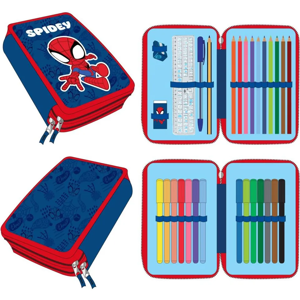 marvel-spidey-trousse-scolaire-garnie-triple-19-5-cm-feutres image 1