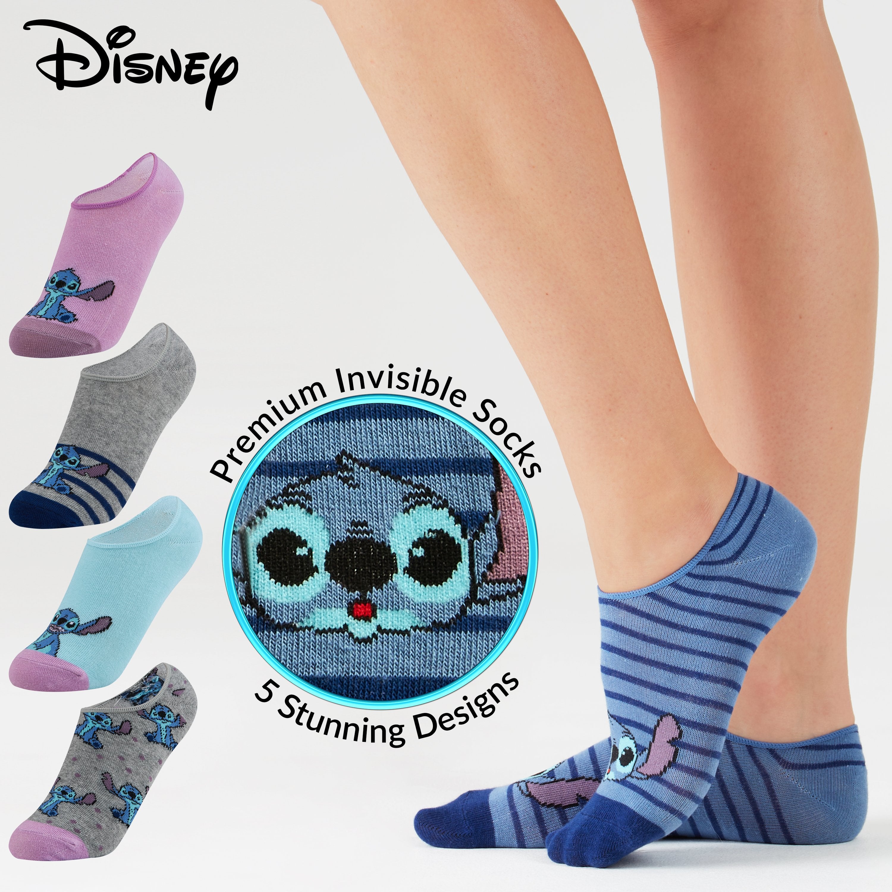 disney-stitch-socquettes-femme-invisibles-lot-5-paires-4-7 image 2