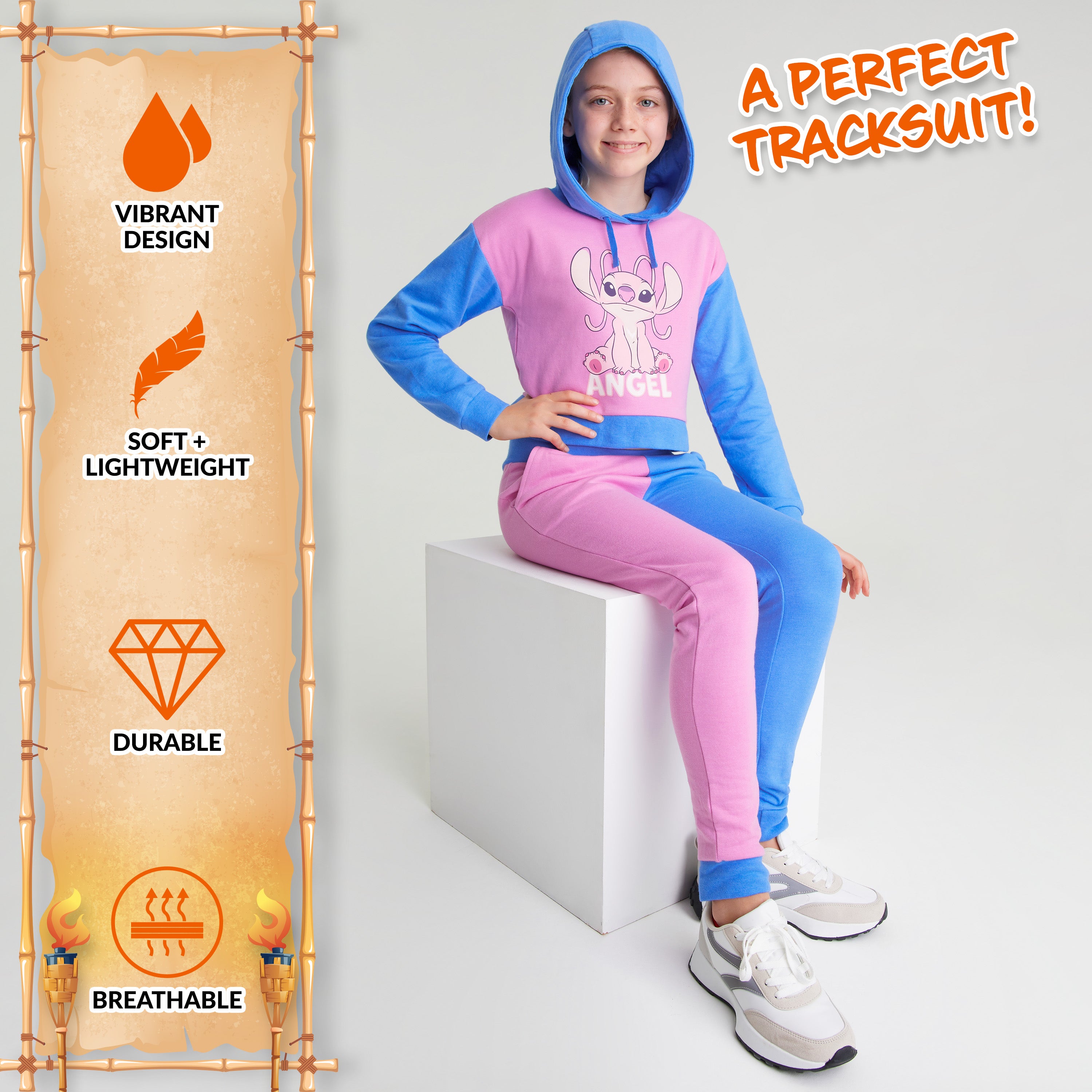 disney-sweat-stitch-fille-crop-capuche-coton-4-15-ans image 4
