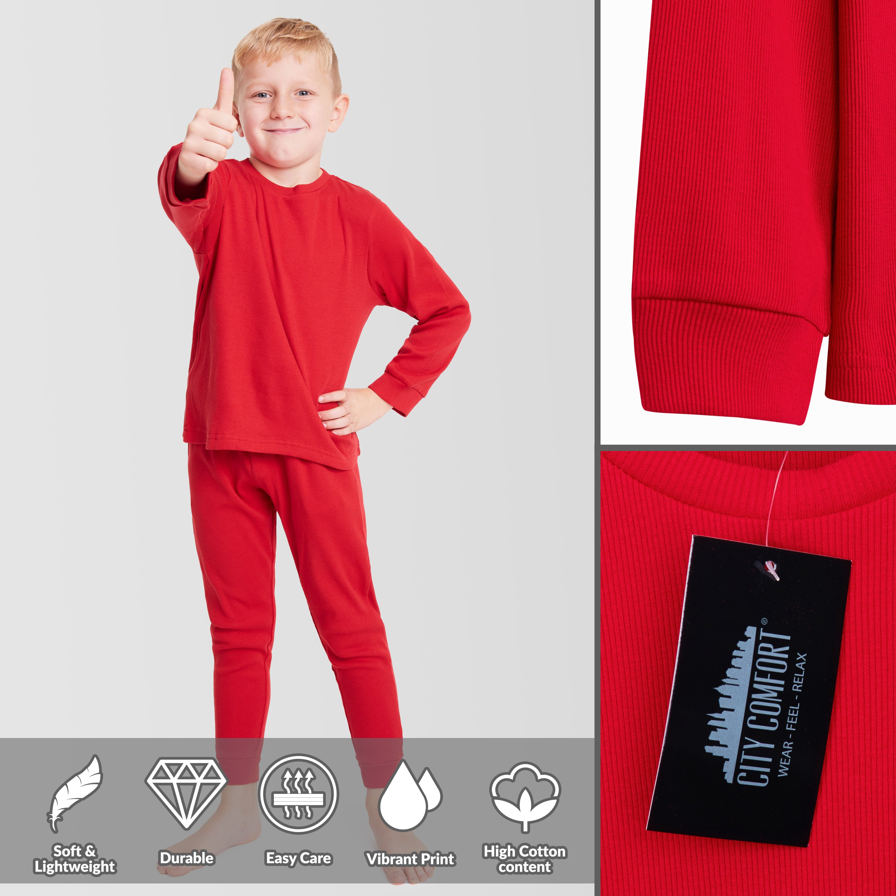 citycomfort-pyjama-enfant-coton-long-c-tel-marine-assorti image 3