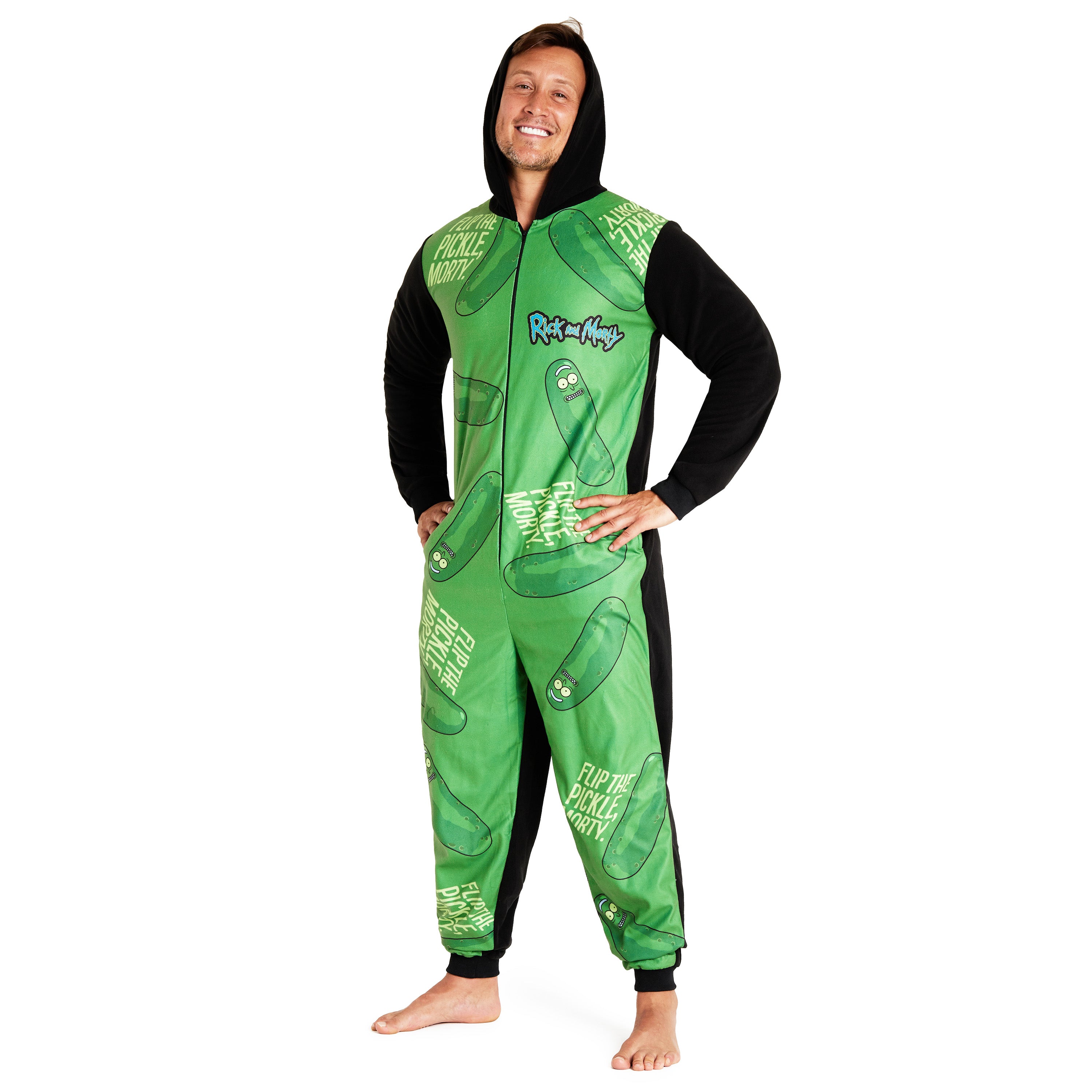 rick-and-morty-combinaison-pyjama-polaire-noir-homme image 1