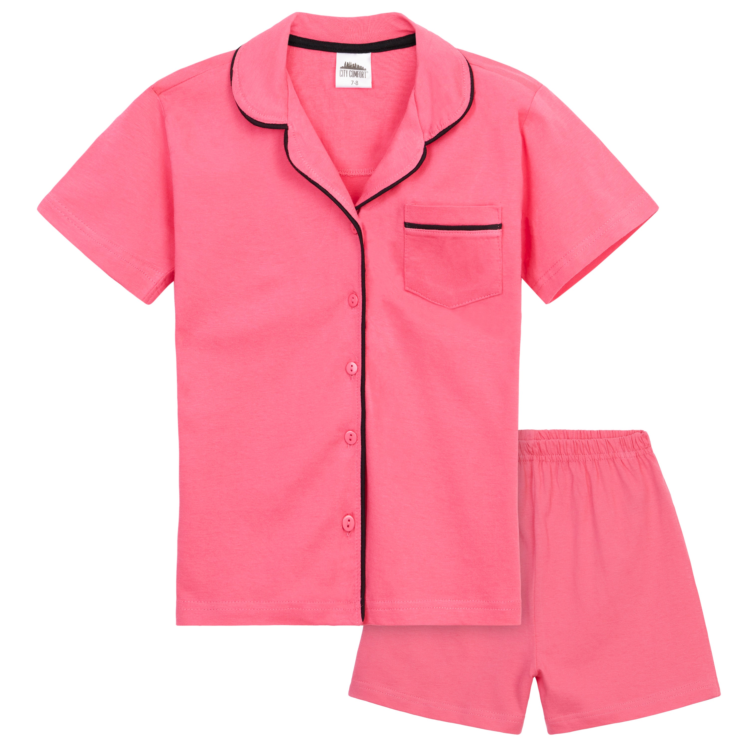 citycomfort-pyjama-fille-court-coton-bouton-rose-5-6-ans image 2