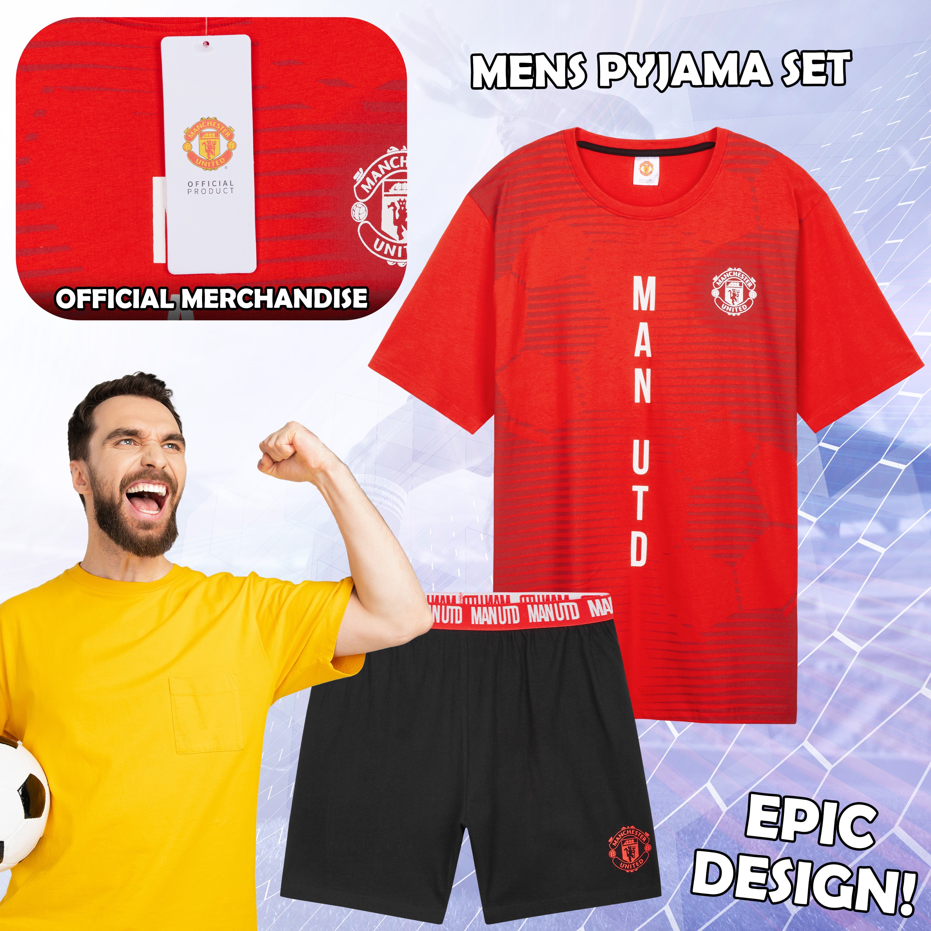 manchester-united-pyjama-court-homme-taille-l-coton image 3