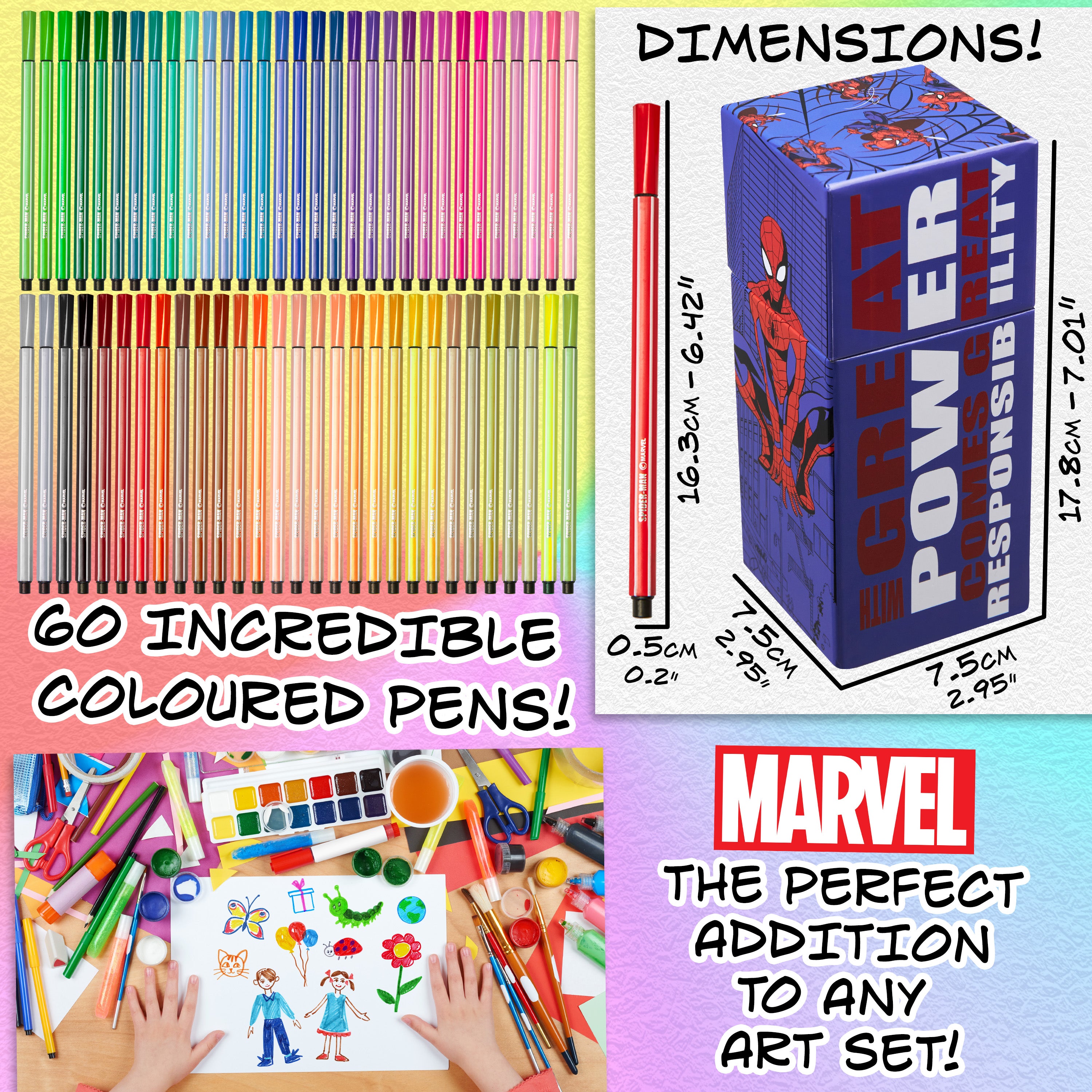 marvel-spiderman-feutres-enfant-60-pcs-pointe-fine image 6