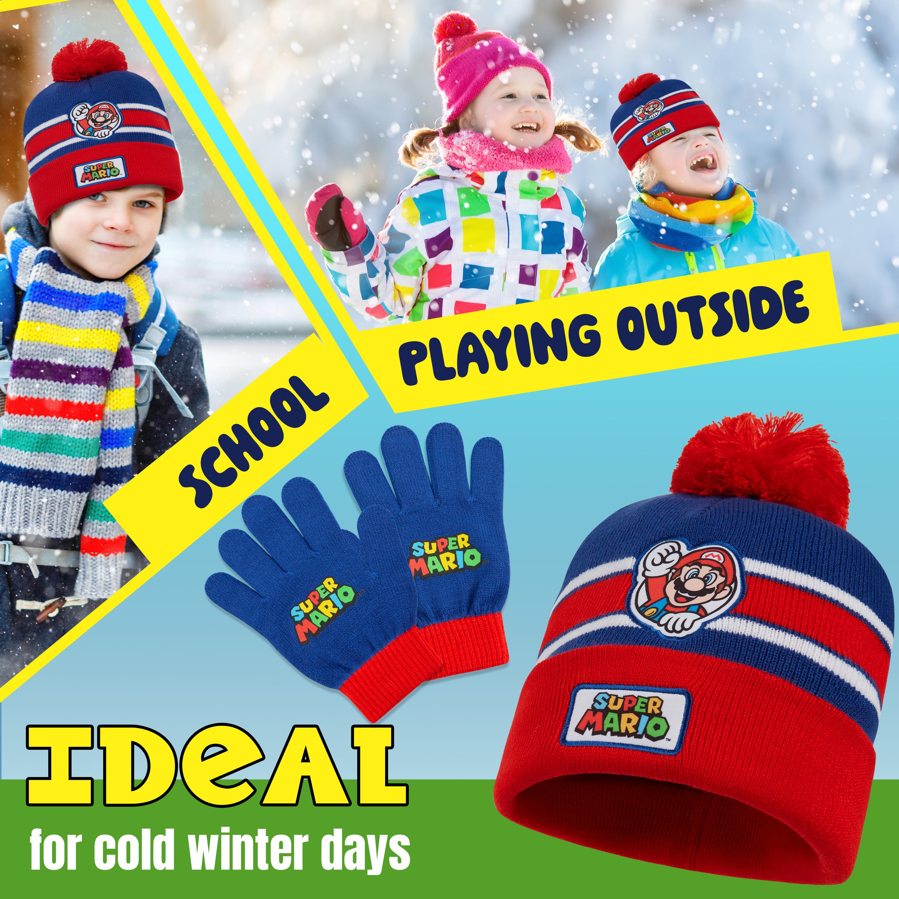 super-mario-boys-set-bonnet-gants-hiver-4-12-ans image 4
