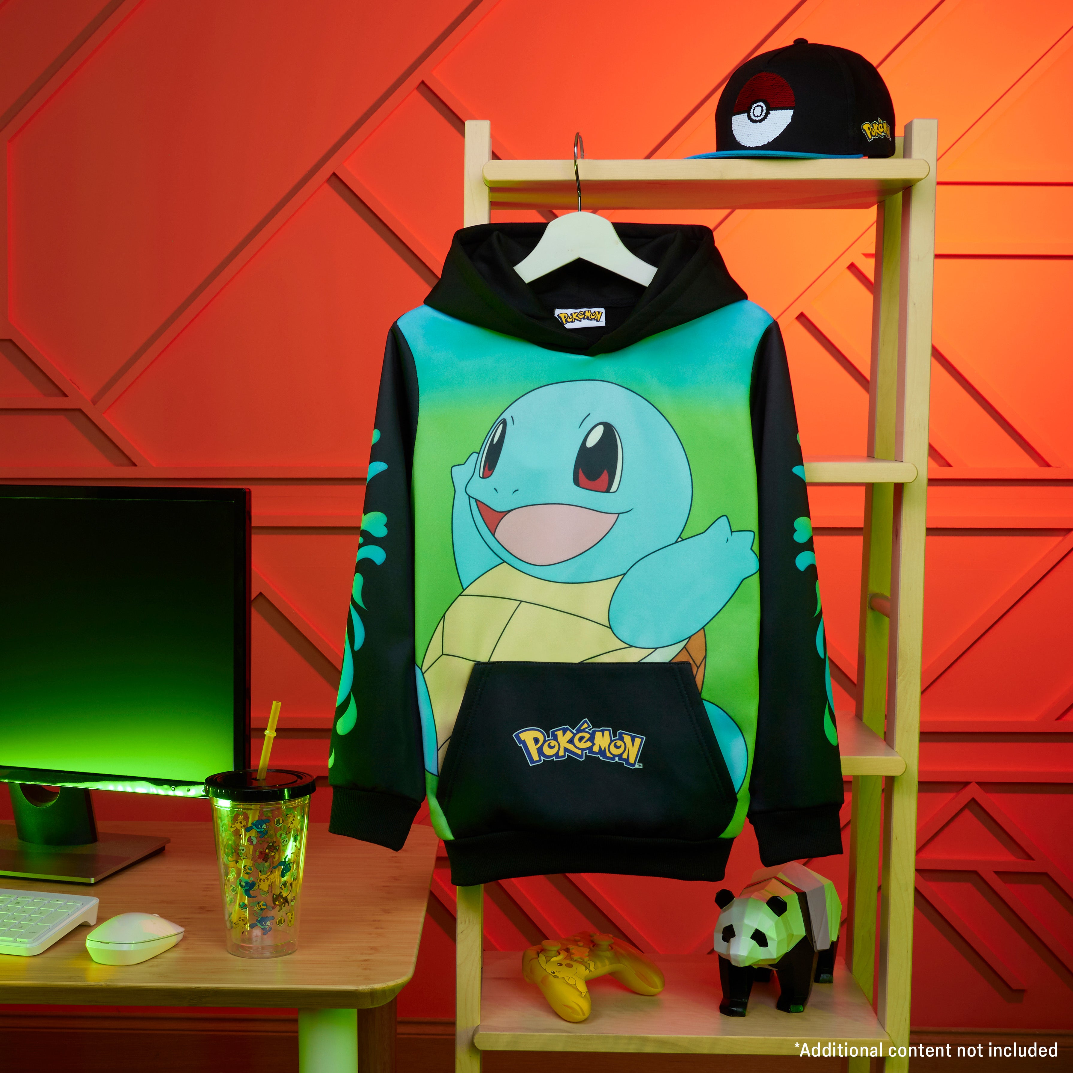 pok-mon-sweat-capuche-enfant-carapuce-noir-vert-poche-kangourou image 2