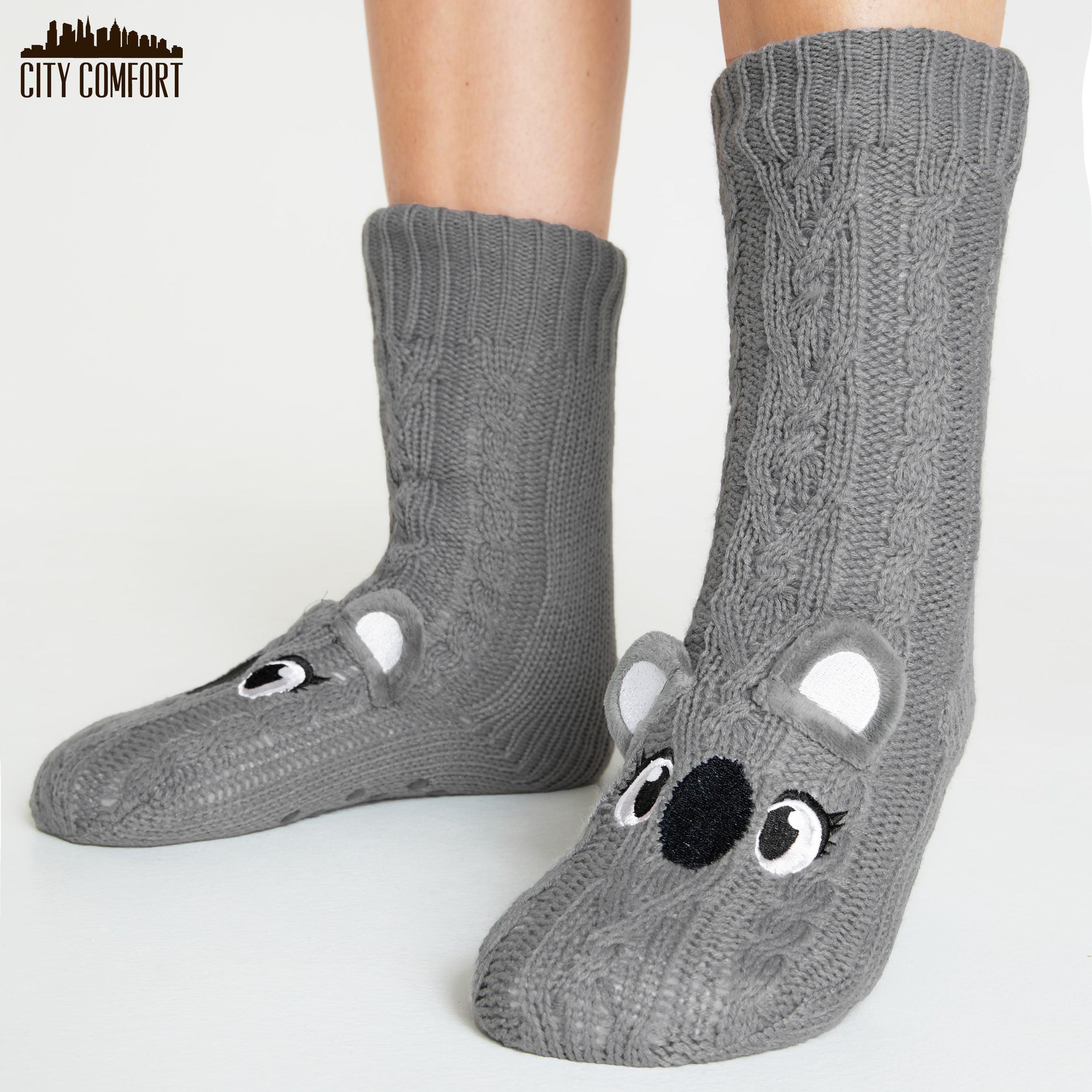 citycomfort-chaussettes-pilou-femme-koala-gris-antid-rapantes image 5