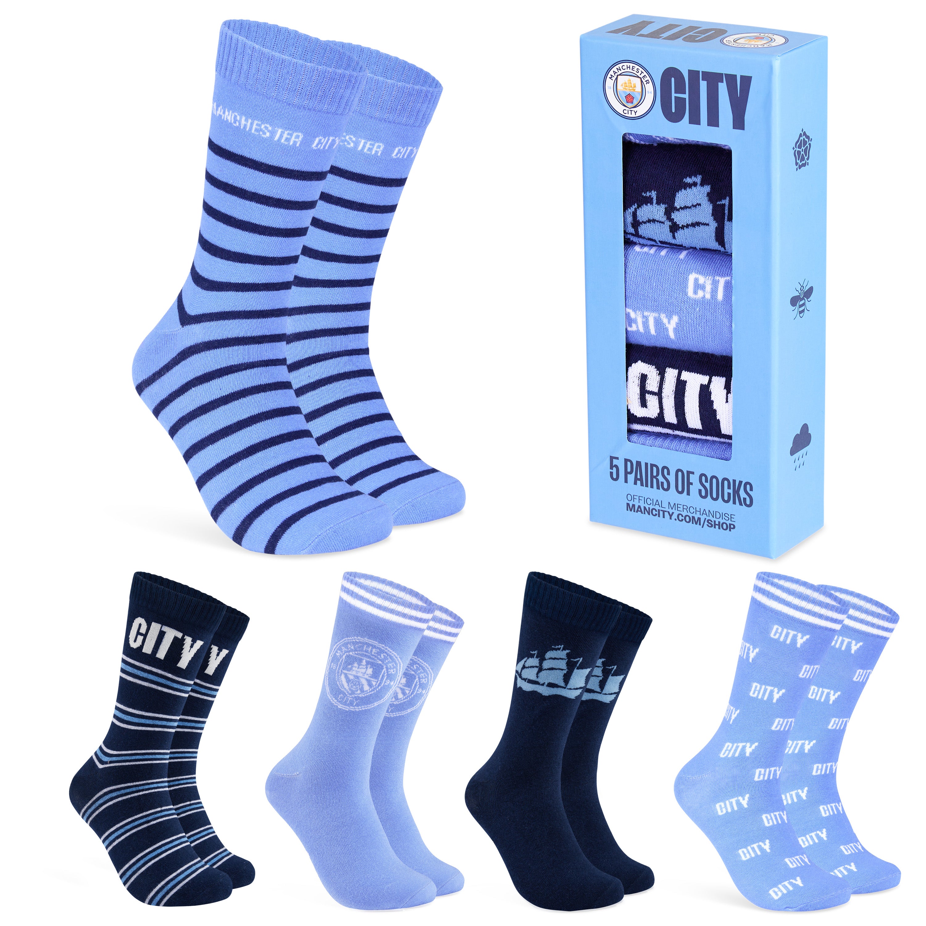 manchester-city-chaussettes-homme-x5-taille-7-12-coton image 1