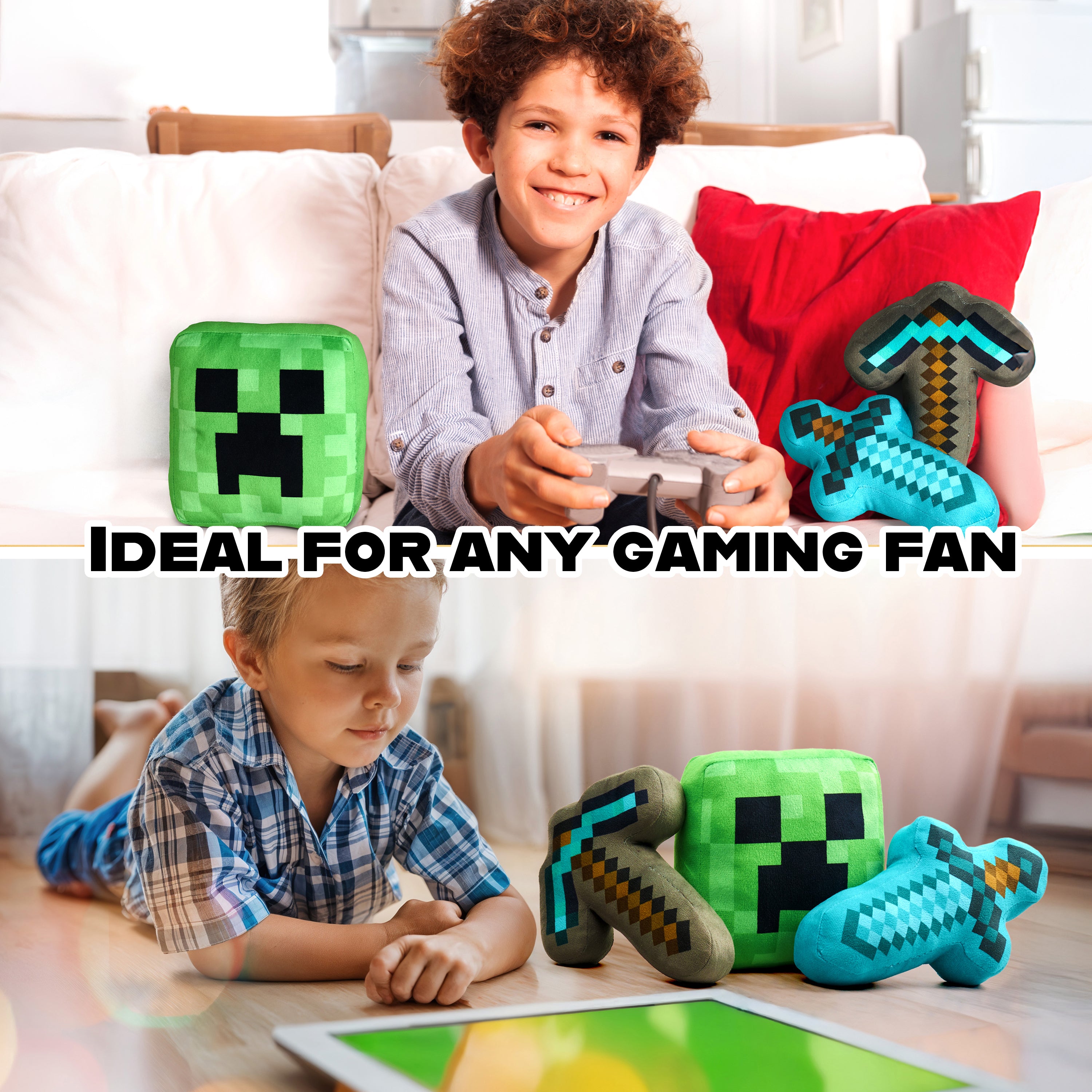 minecraft-lot-3-peluches-creeper-coussin-peluche-enfant image 4
