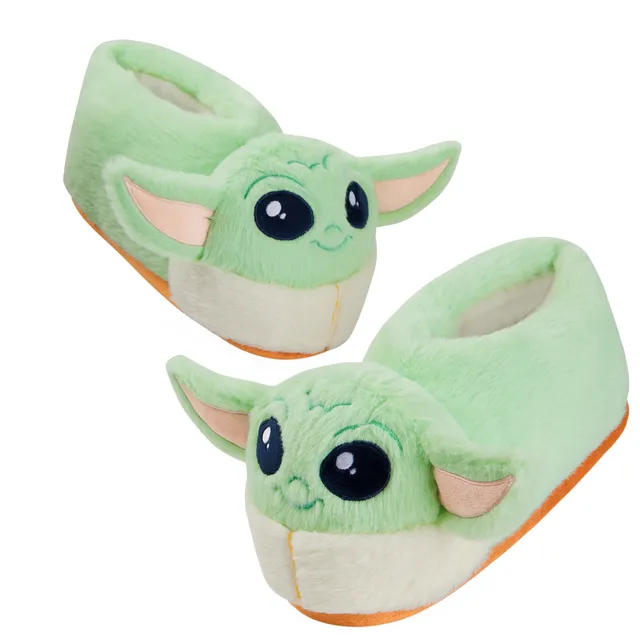 disney-baby-yoda-chaussons-enfant-3d-peluche-vert-antidescapant image 1