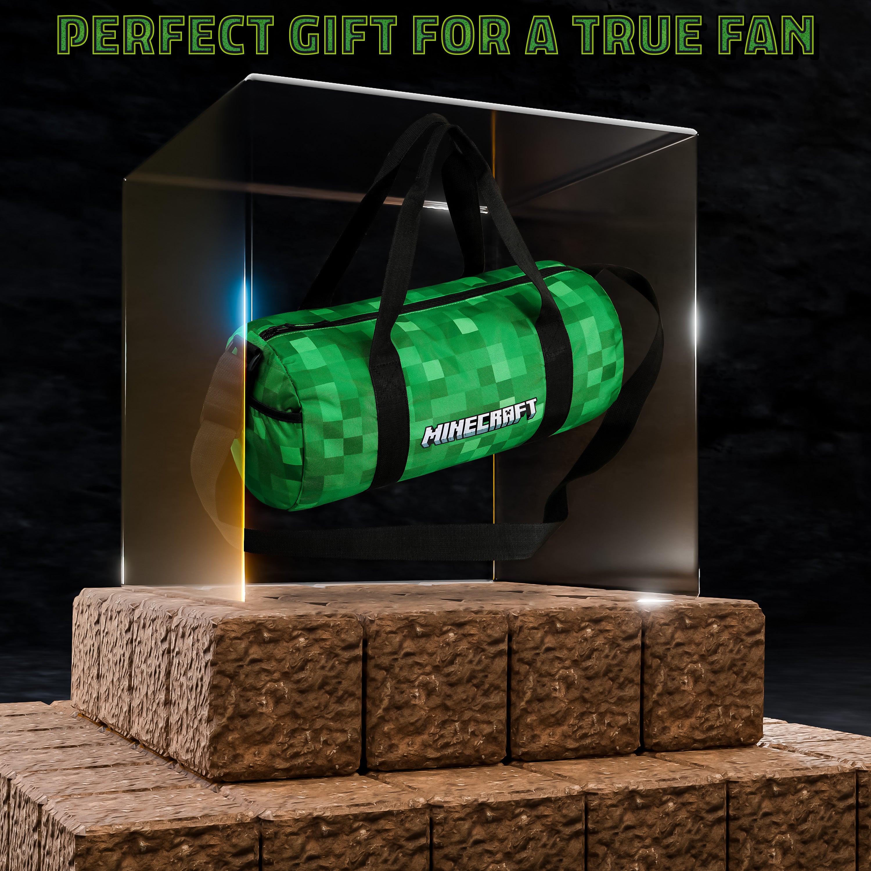 minecraft-sac-de-sport-enfant-grand-holdall-vert-pixel image 2