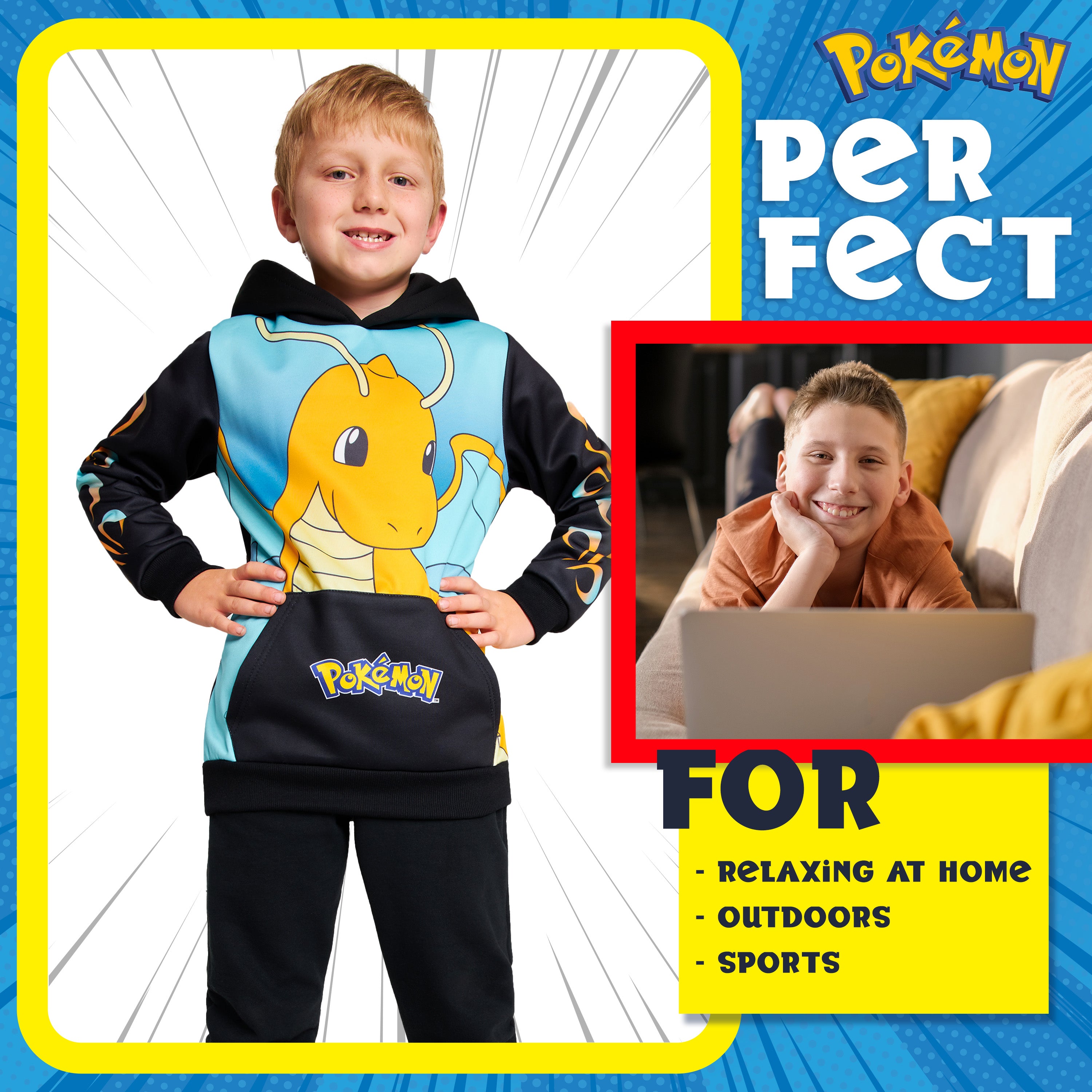 pok-mon-dragonite-sweat-capuche-gar-on-noir-bleu image 3
