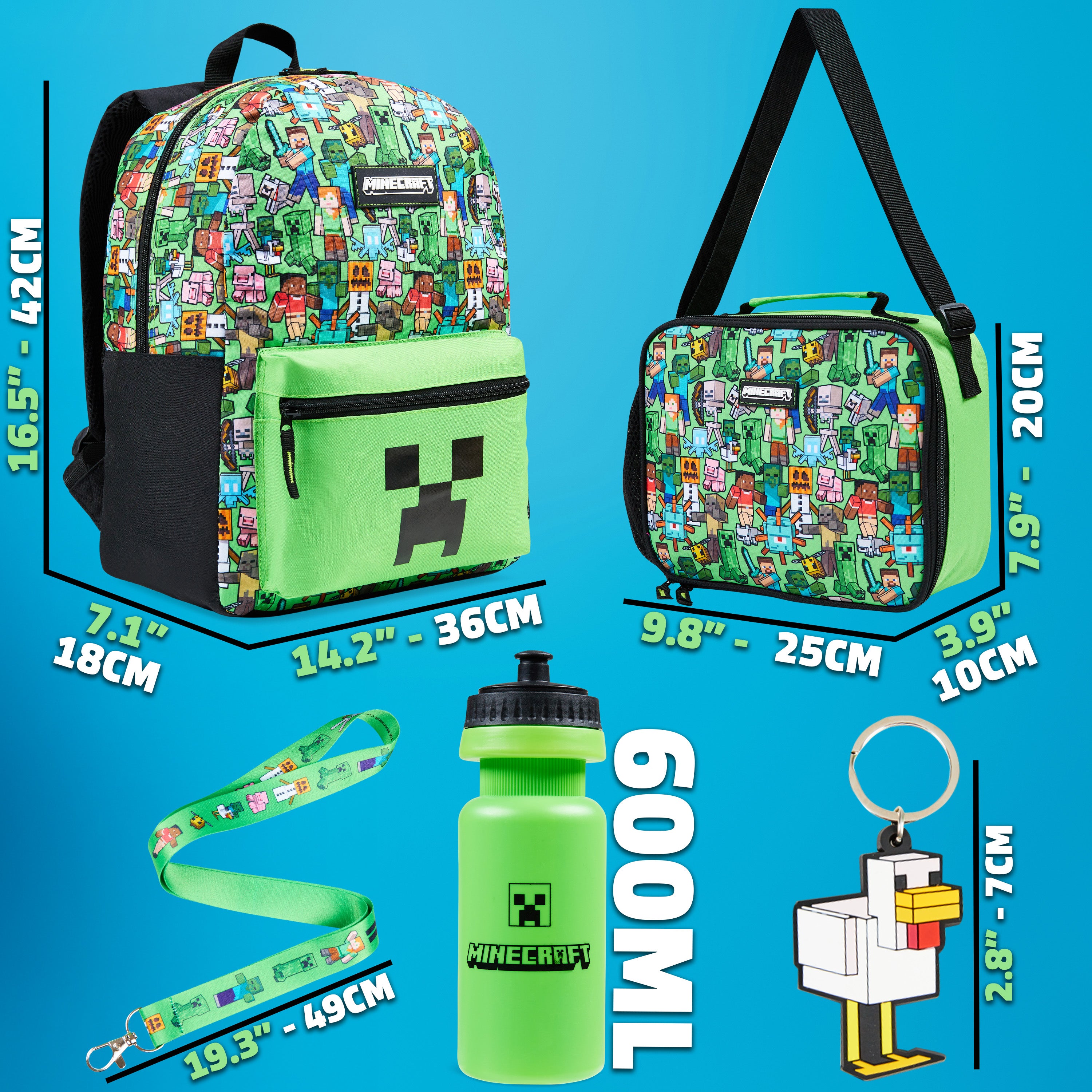 minecraft-ensemble-sac-dos-5-pi-ces-vert-cole-gourde image 6