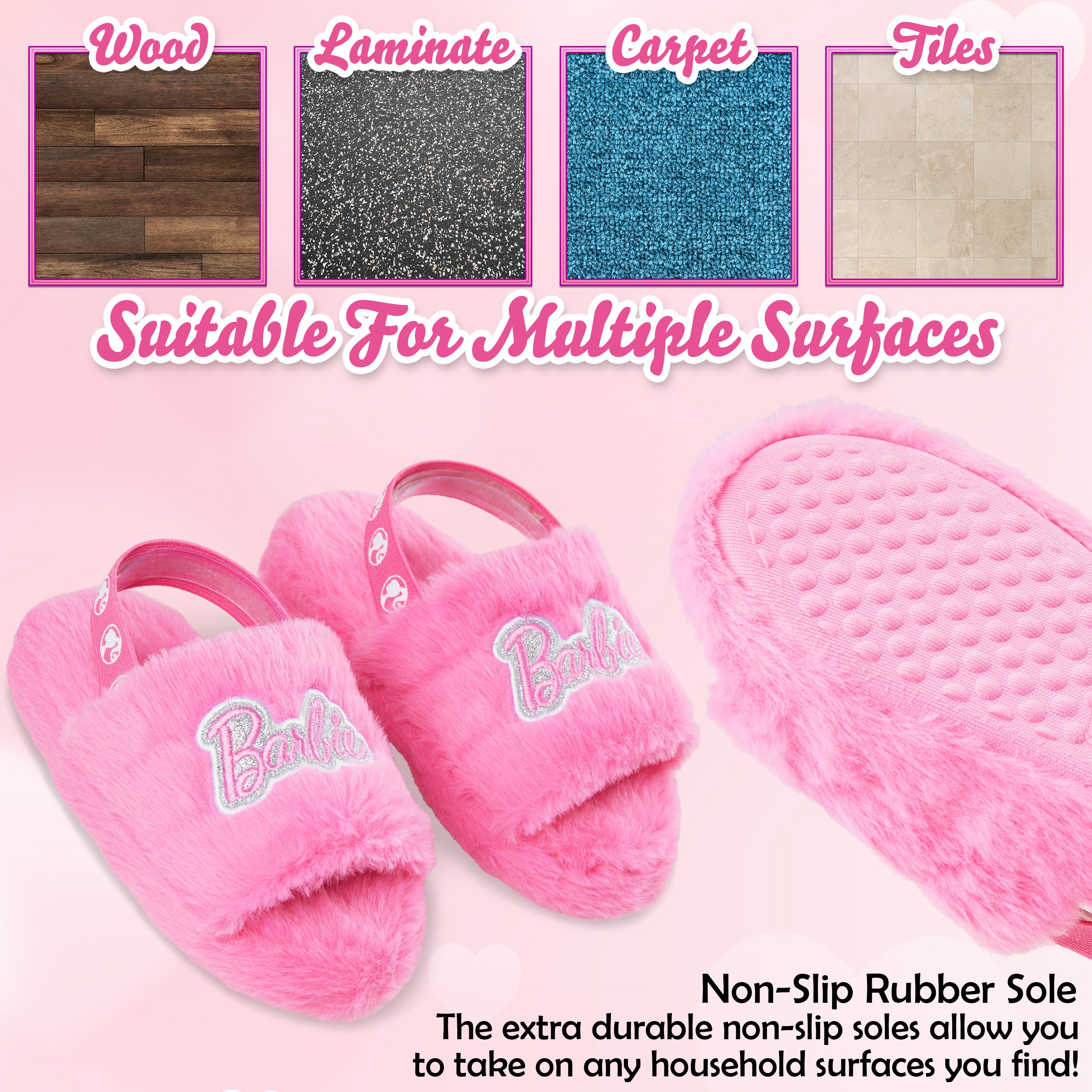 barbie-mules-fille-chaussons-duveteux-maison-tailles-enfant image 4