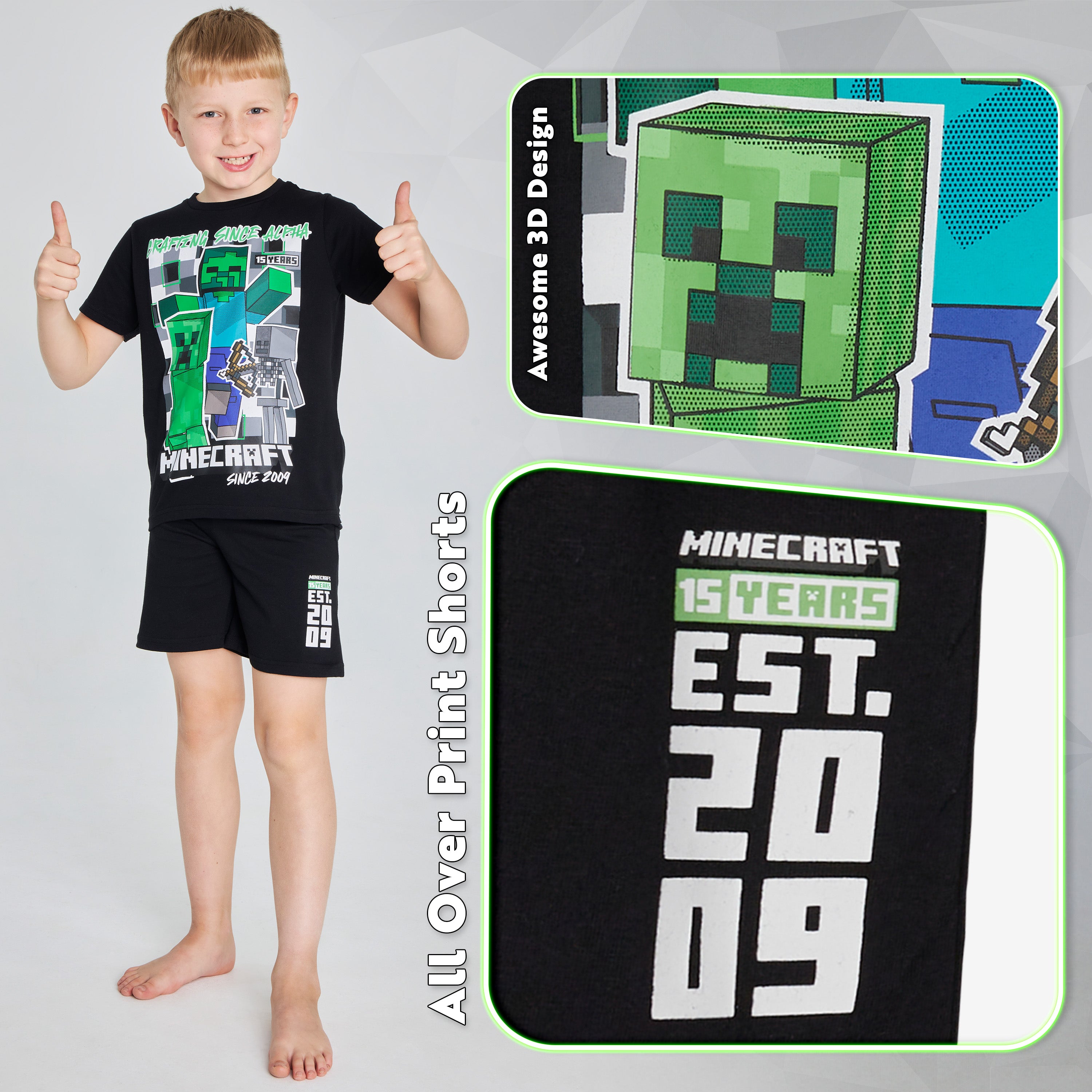 minecraft-pyjama-short-garcon-coton-ete-5-6-ans-gamer image 5