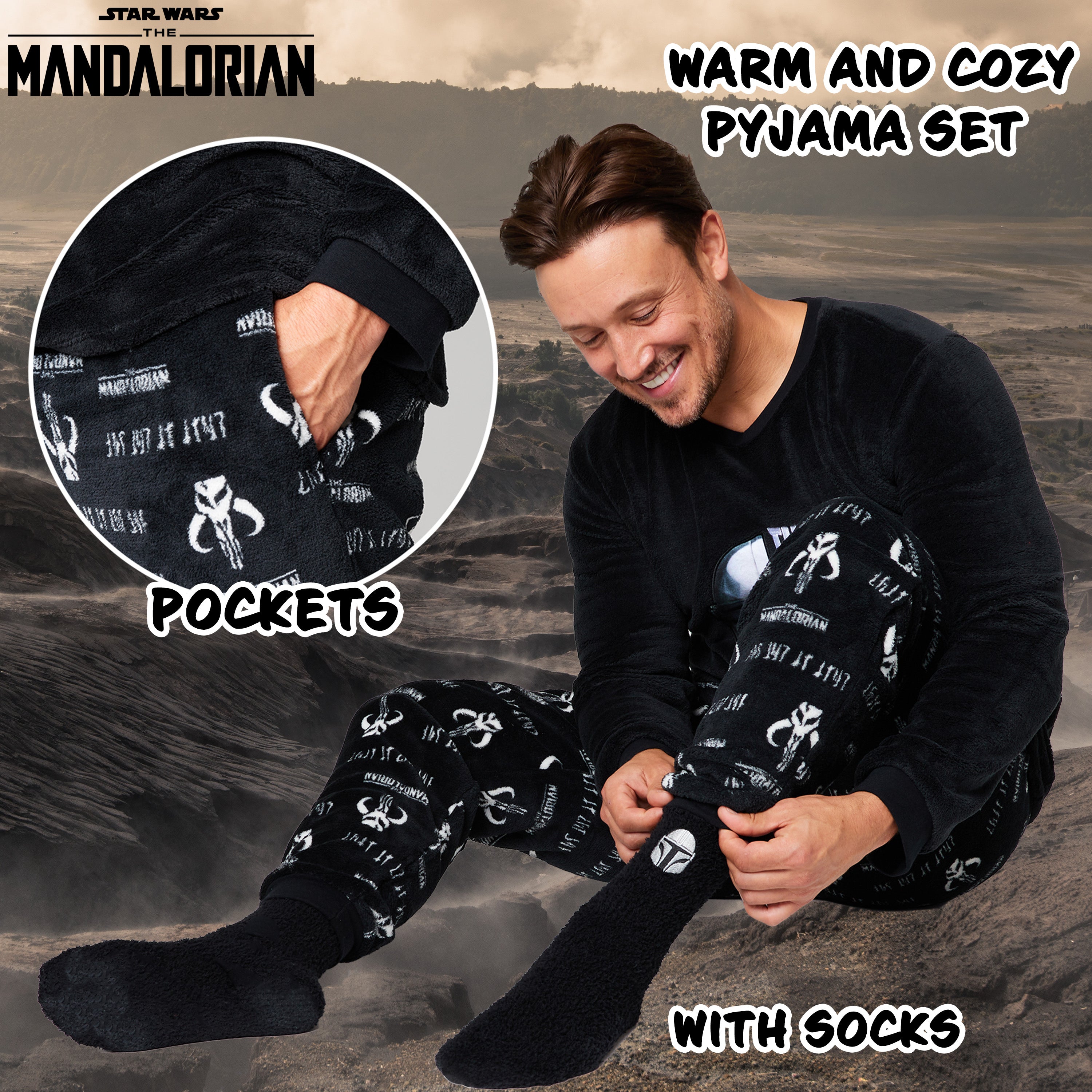 disney-mandalorian-pyjama-homme-polaire-chaussettes-taille-l image 3